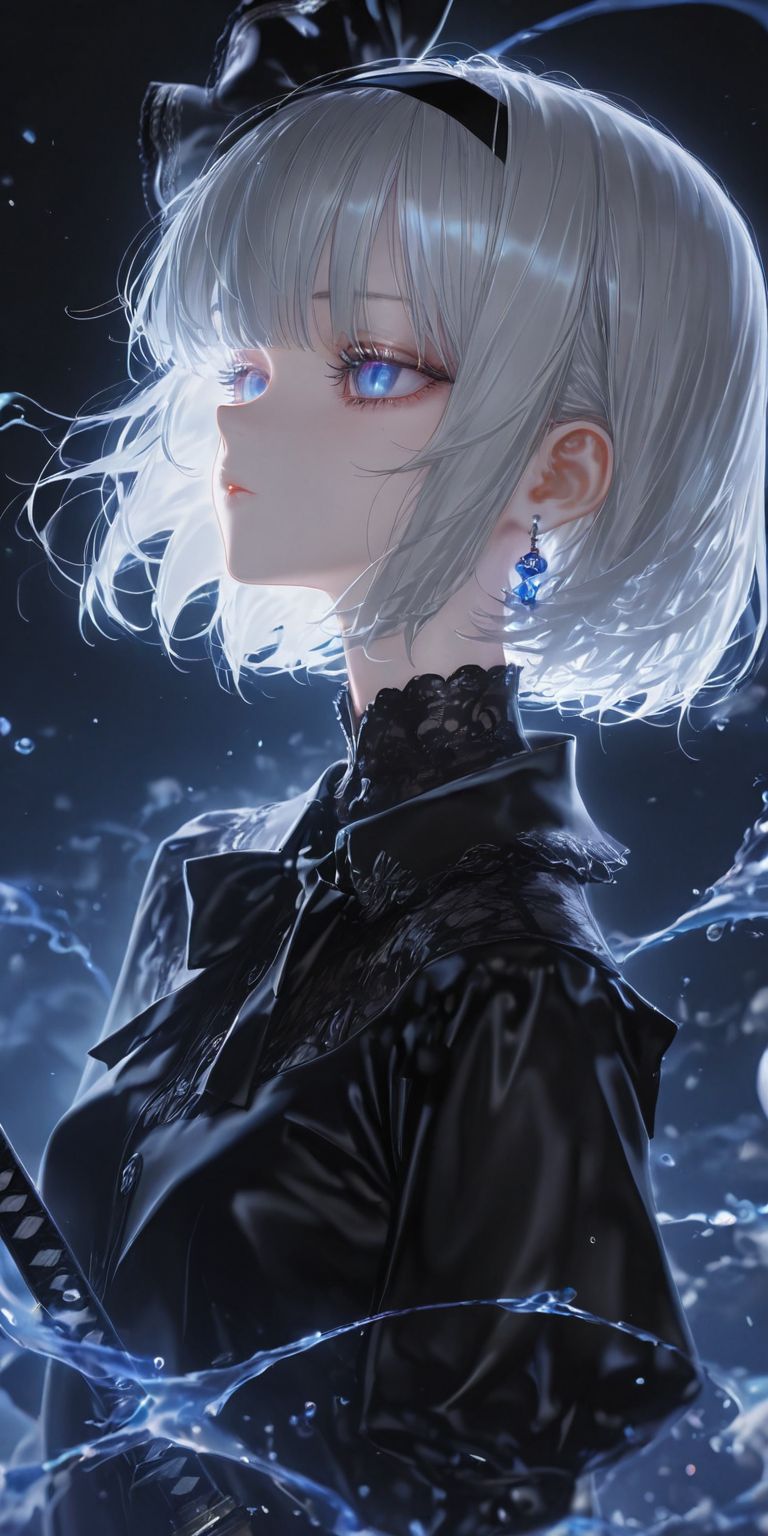 持刀二次元少女壁纸 ai绘画