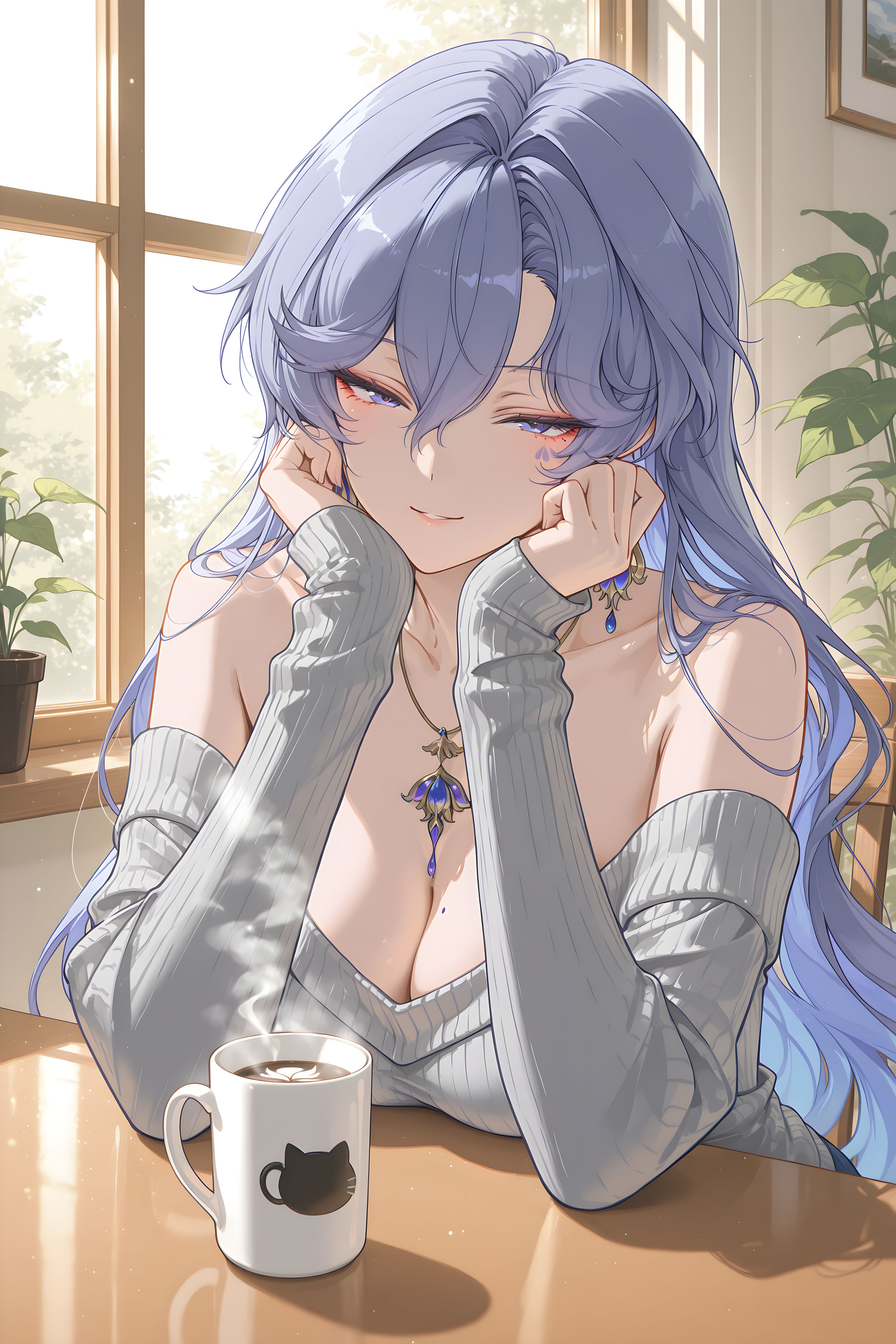 午后暖阳 鸣潮女团下午茶 ai绘画手机游戏壁纸 二次元