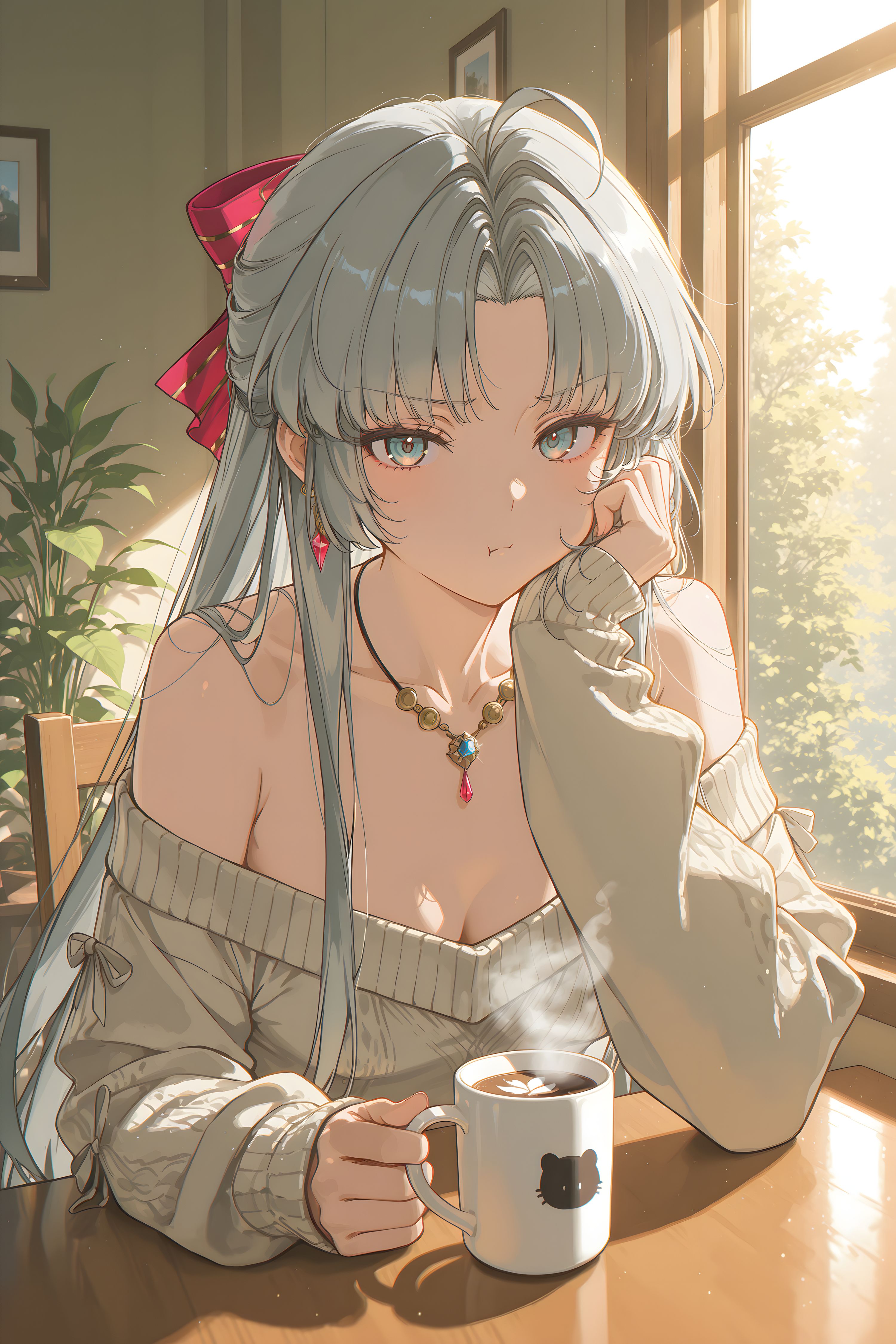 午后暖阳 鸣潮女团下午茶 ai绘画手机游戏壁纸 二次元