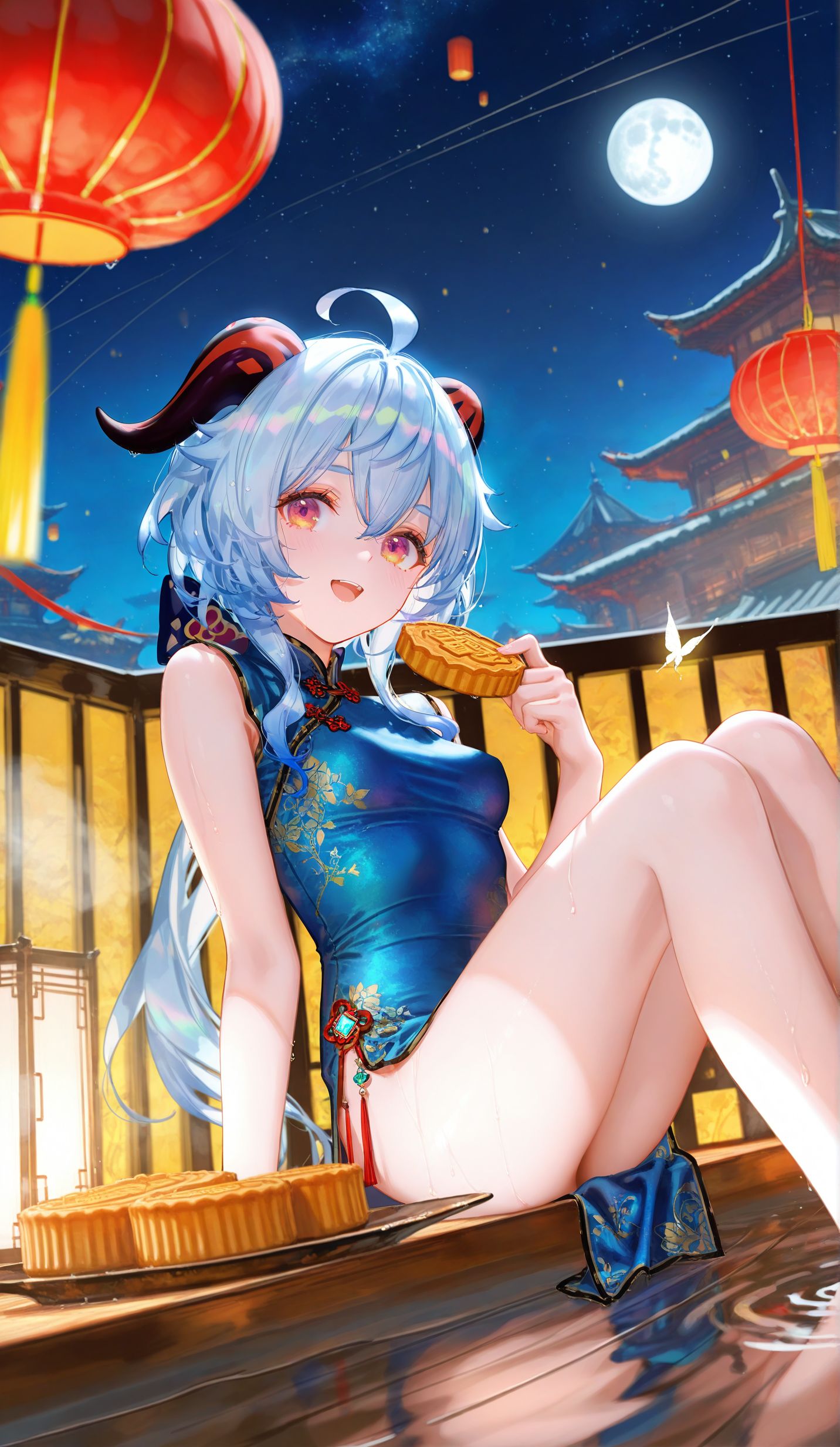 甘雨 中秋节主题 二次元游戏少女 原神旗袍