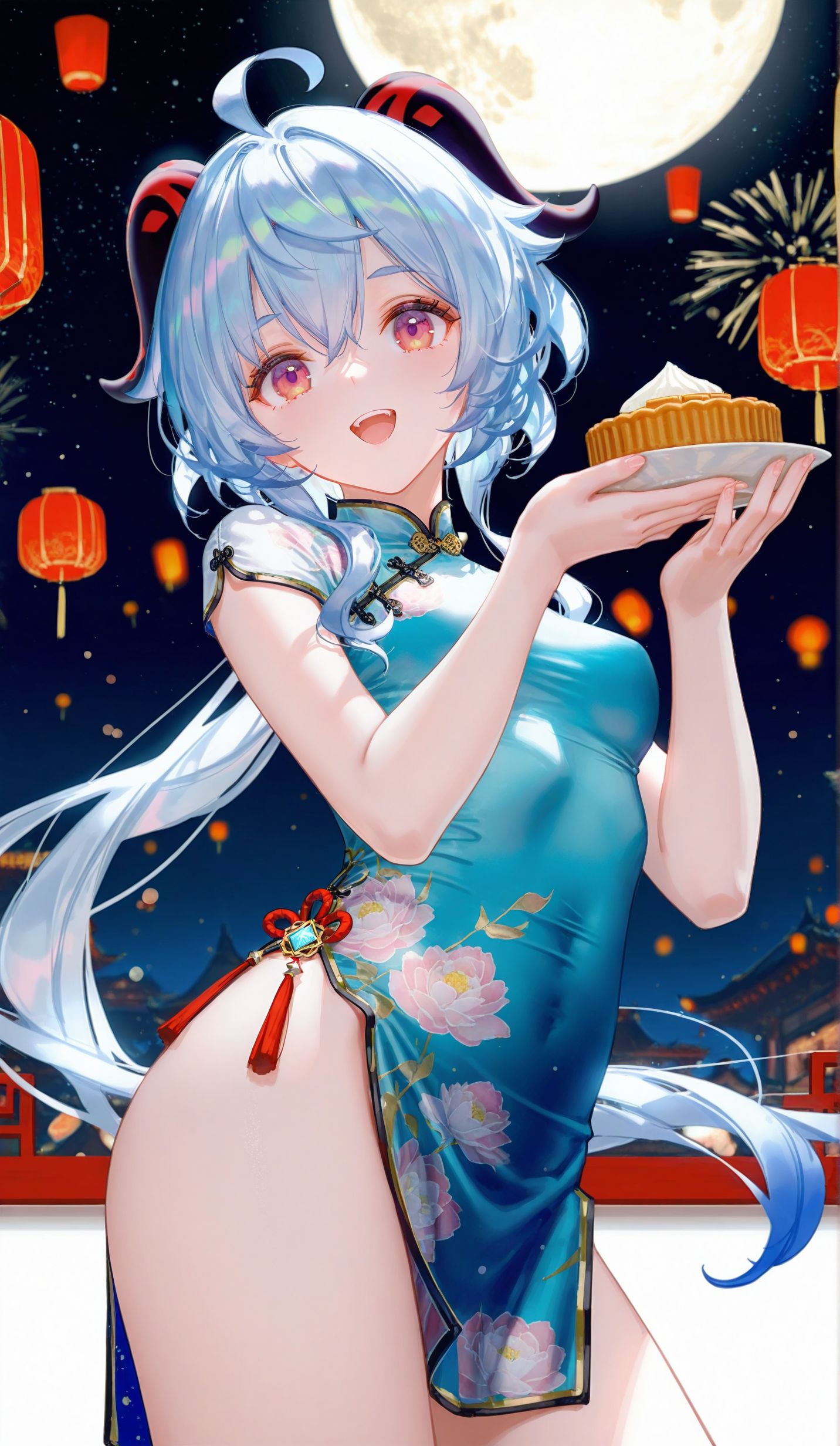 甘雨 中秋节主题 二次元游戏少女 原神旗袍