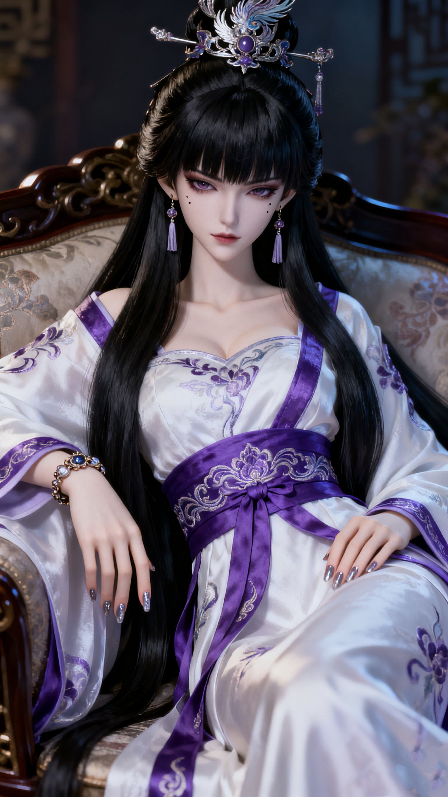 紫仙子二次元动漫壁纸仙侠古风 古装汉服 狐狸魅眼