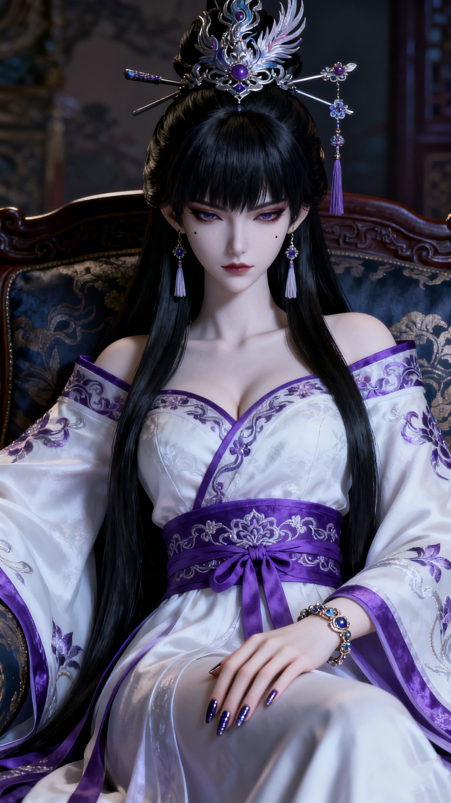 紫仙子二次元动漫壁纸仙侠古风 古装汉服 狐狸魅眼