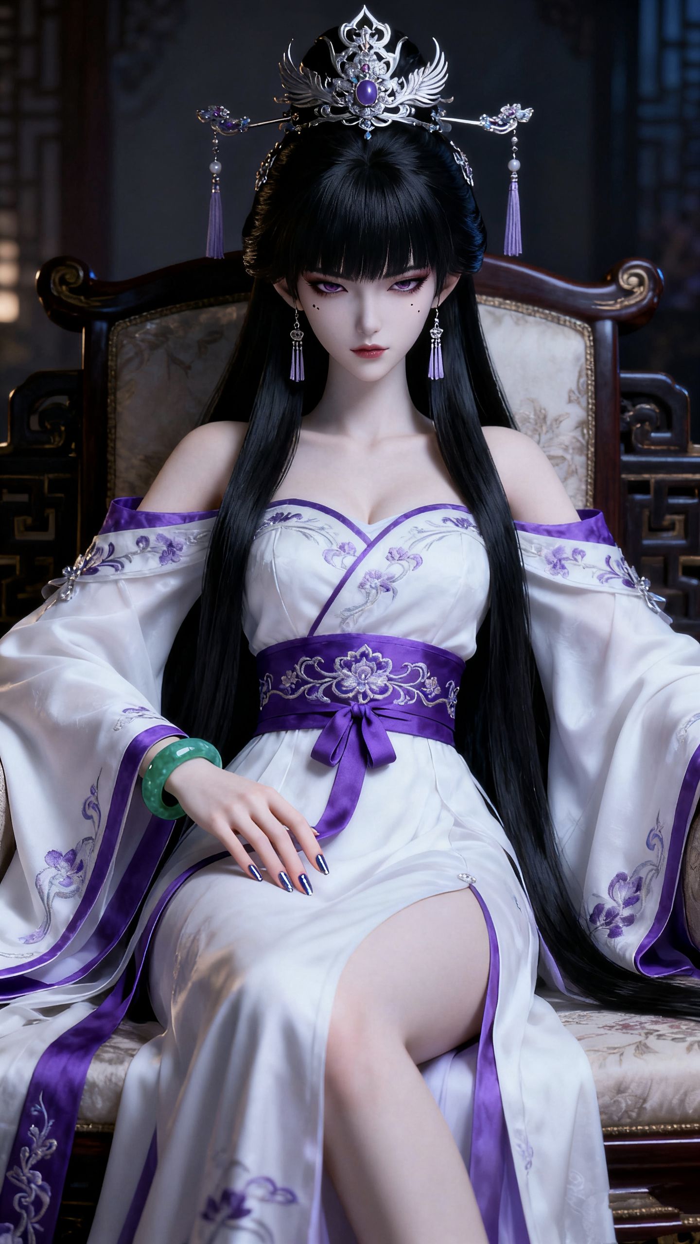 紫仙子二次元动漫壁纸仙侠古风 古装汉服 狐狸魅眼