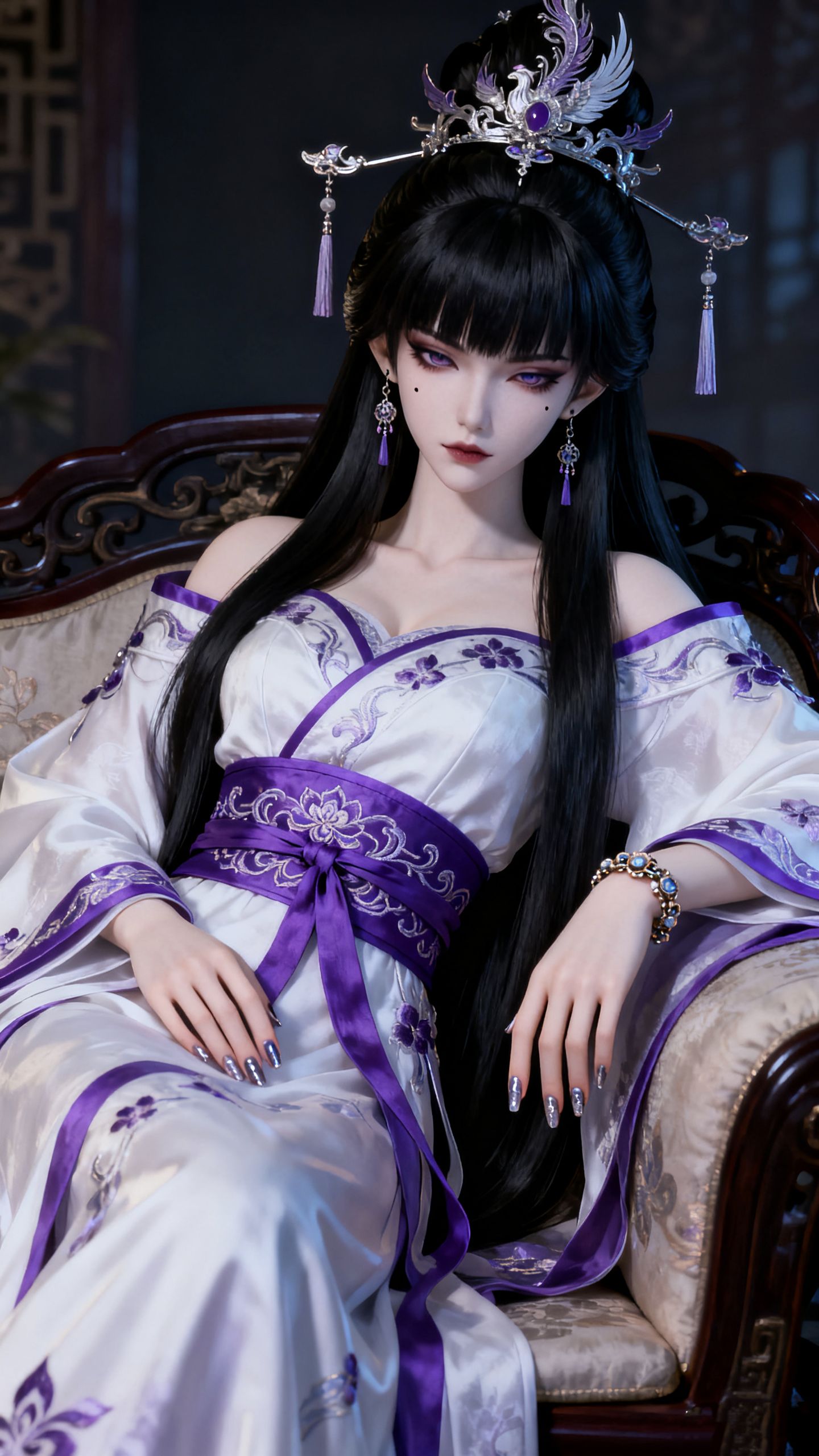 紫仙子二次元动漫壁纸仙侠古风 古装汉服 狐狸魅眼