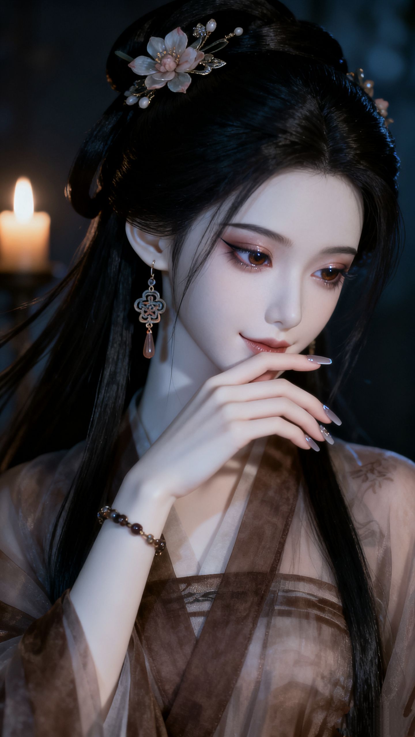 烛火照佳人 美女古风造型AI创作 美女壁纸