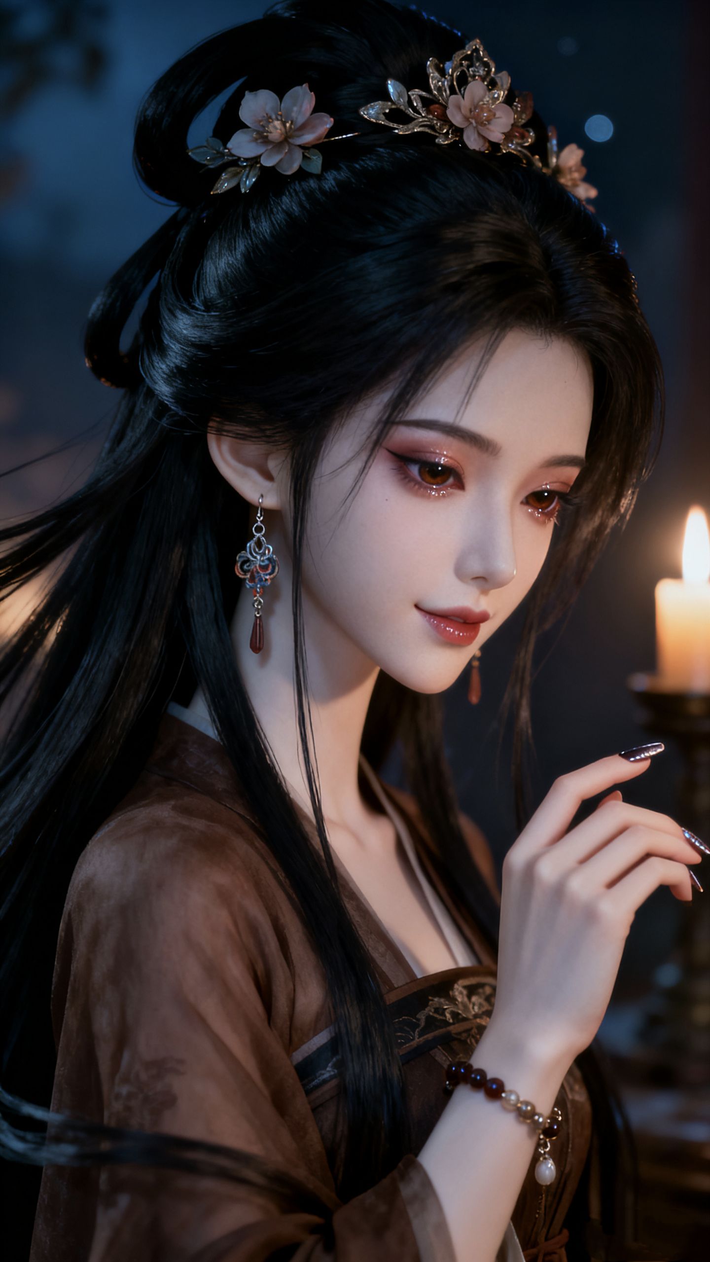 烛火照佳人 美女古风造型AI创作 美女壁纸