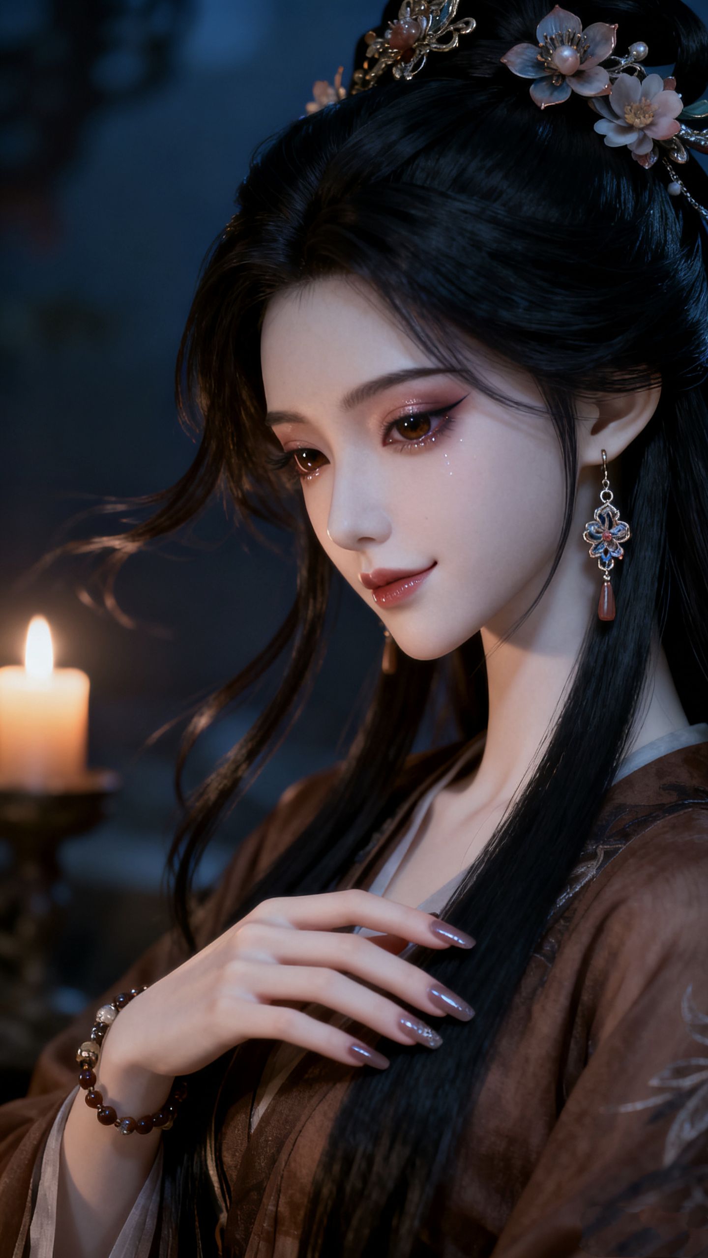 烛火照佳人 美女古风造型AI创作 美女壁纸