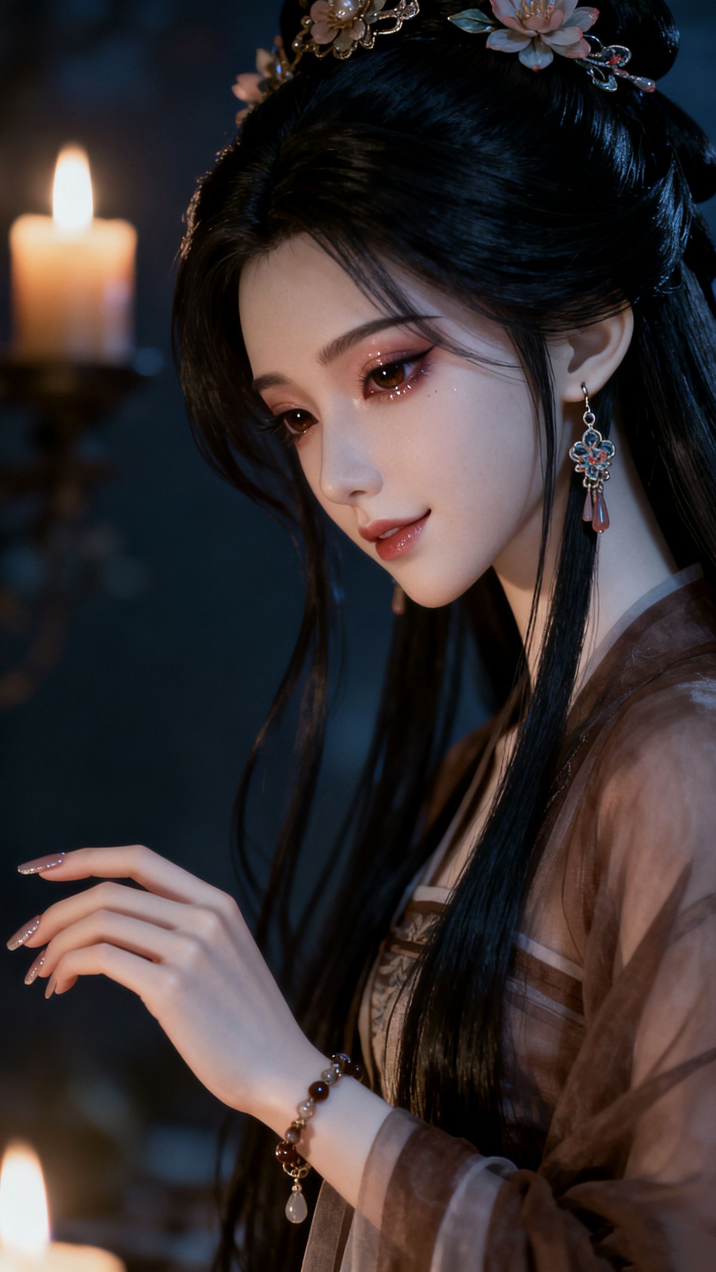 烛火照佳人 美女古风造型AI创作 美女壁纸