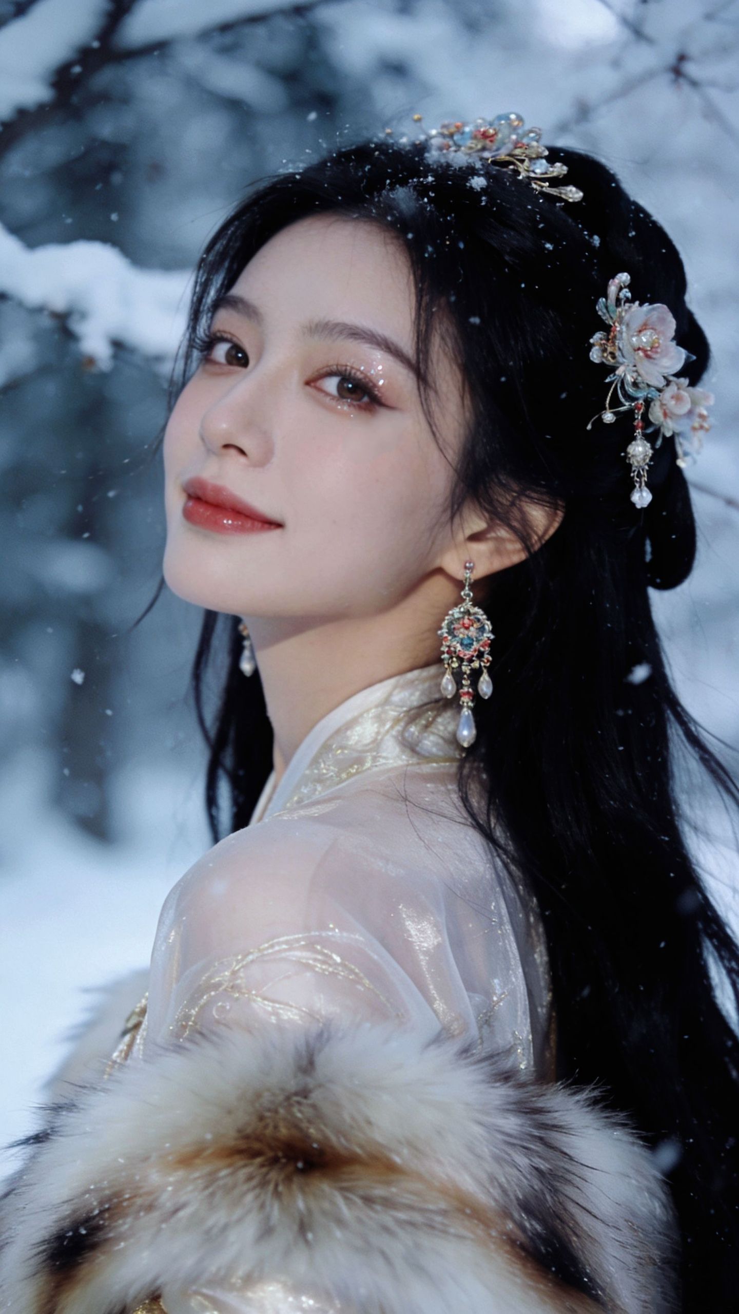 特写古风造型高清壁纸美女 AI创作