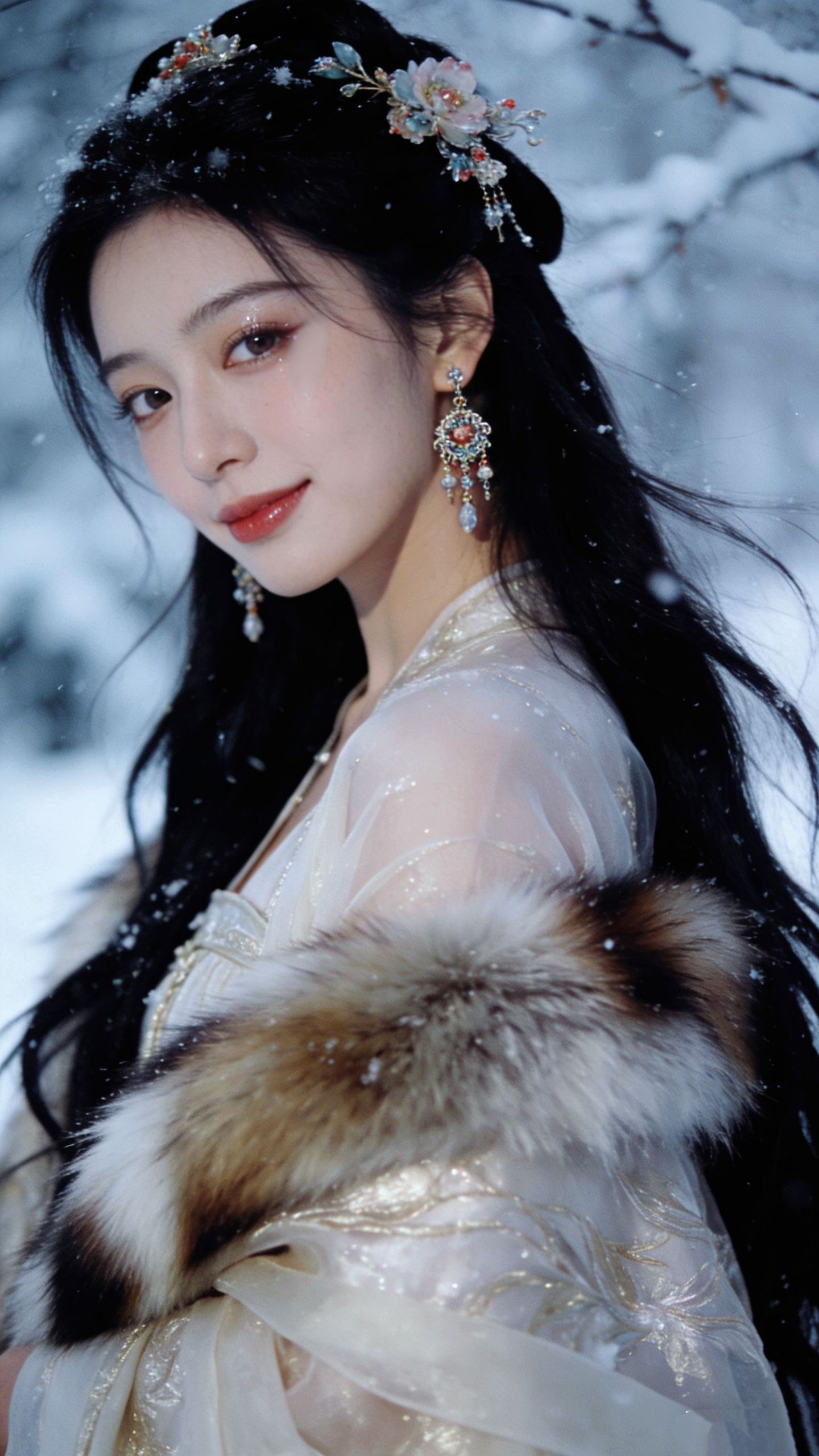 特写古风造型高清壁纸美女 AI创作