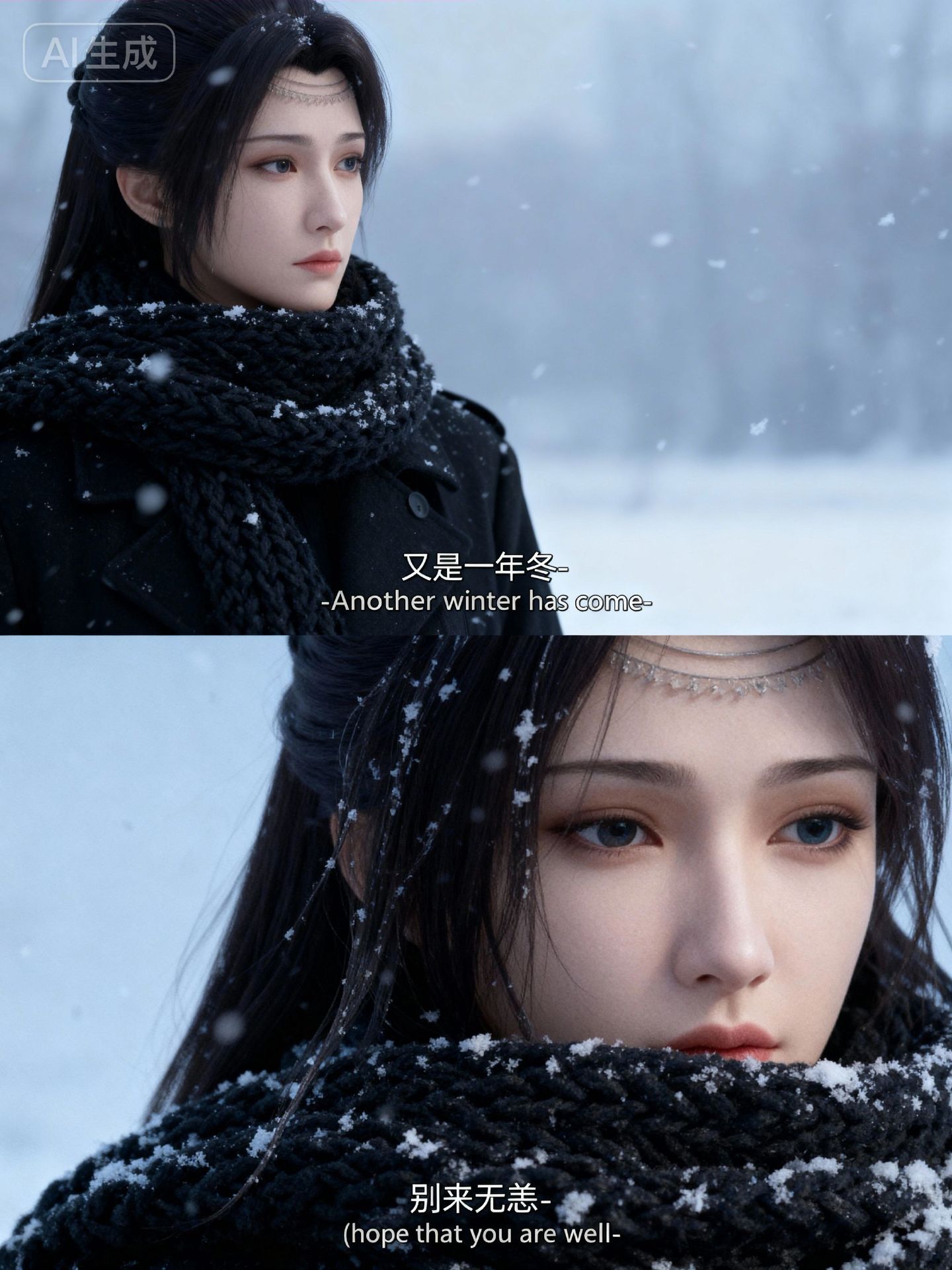 云韵又到了落花时节 雪景写真故事感壁纸 动漫国漫女神美女