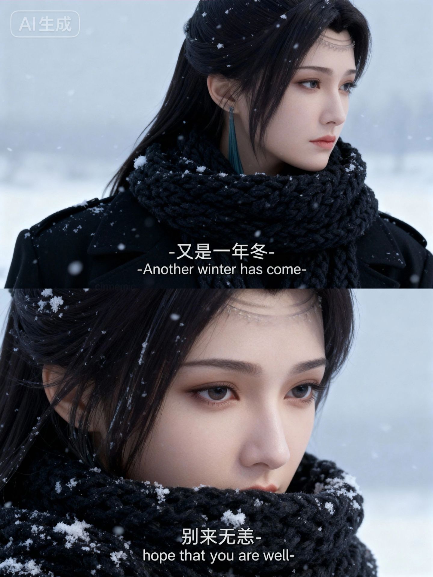 云韵又到了落花时节 雪景写真故事感壁纸 动漫国漫女神美女