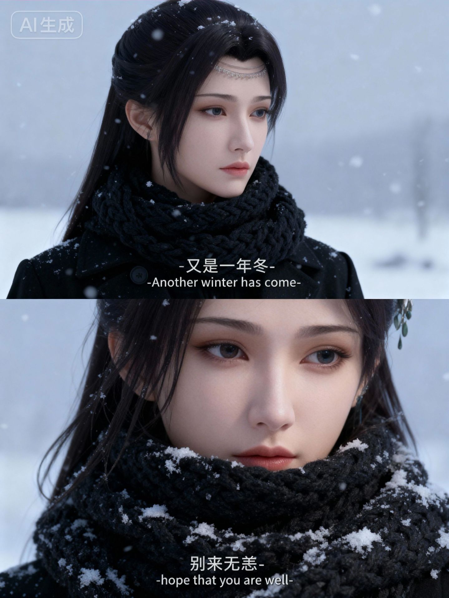 云韵又到了落花时节 雪景写真故事感壁纸 动漫国漫女神美女