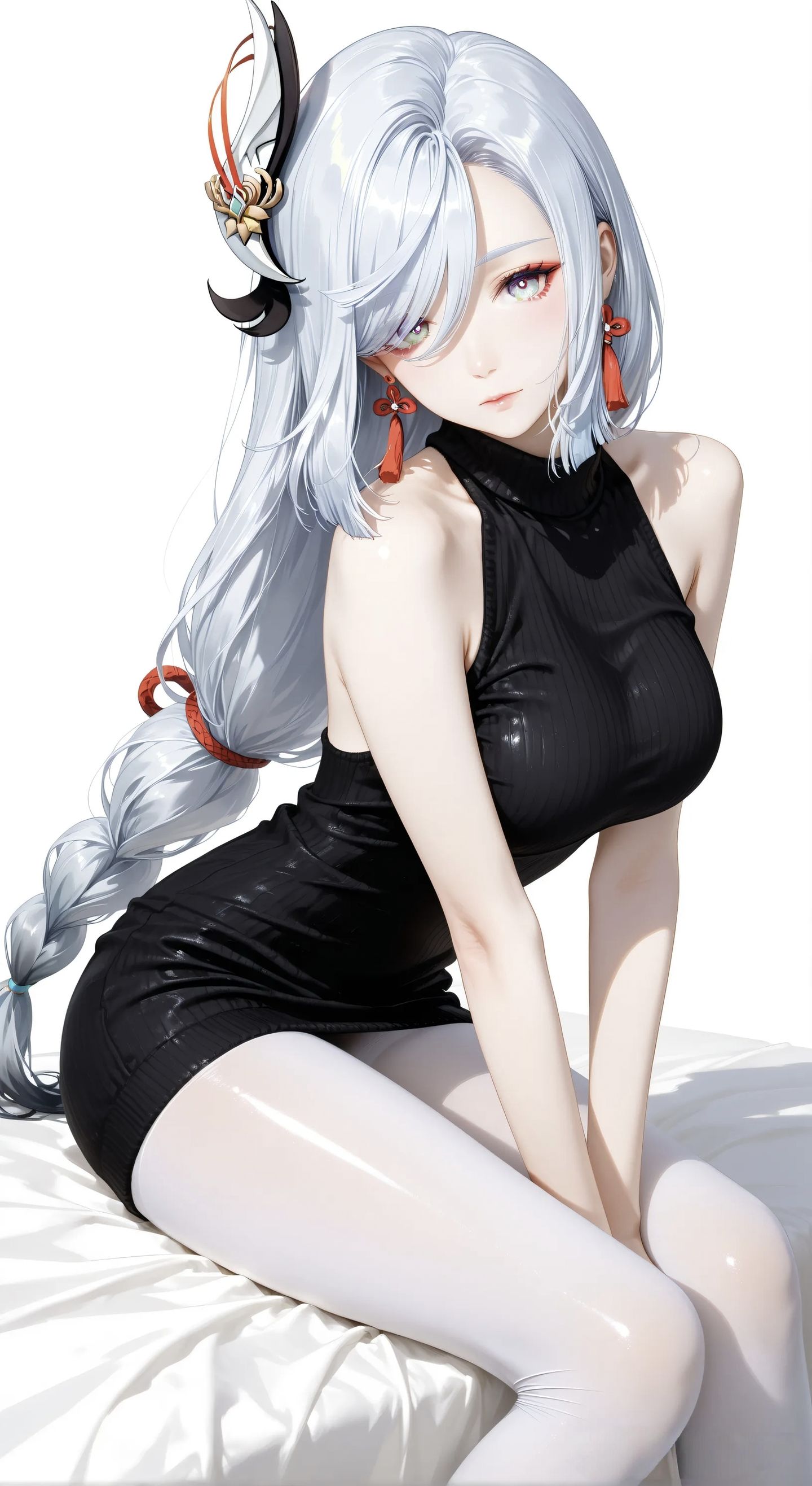 手游原神申鹤壁纸 二次元黑丝吊带白丝