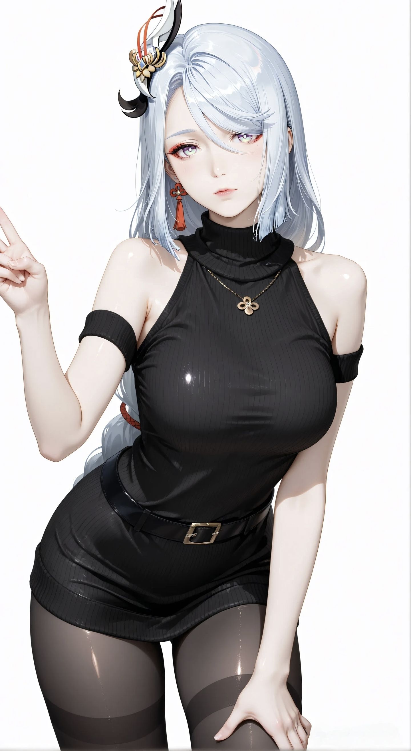 手游原神申鹤壁纸 二次元黑丝吊带白丝