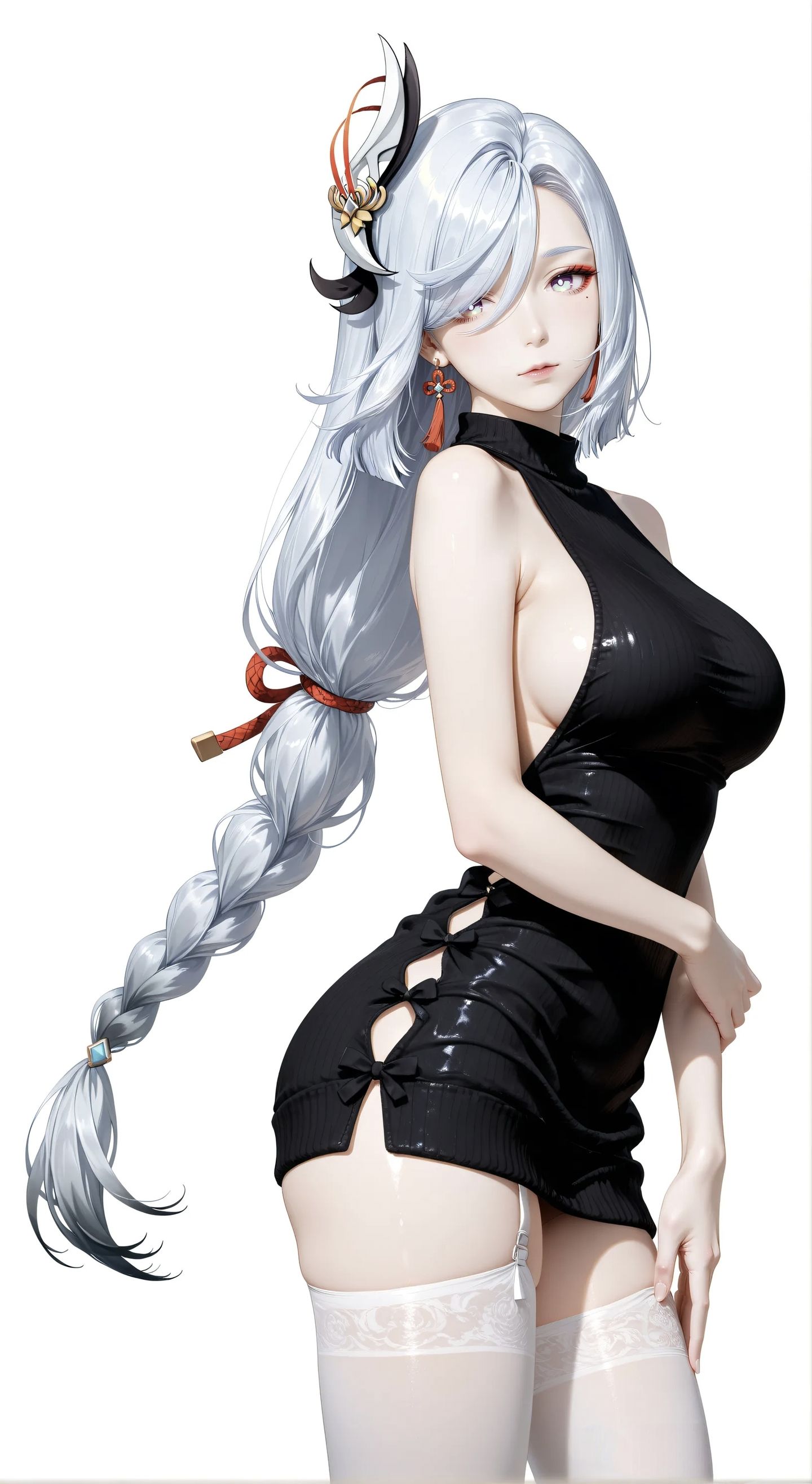 手游原神申鹤壁纸 二次元黑丝吊带白丝