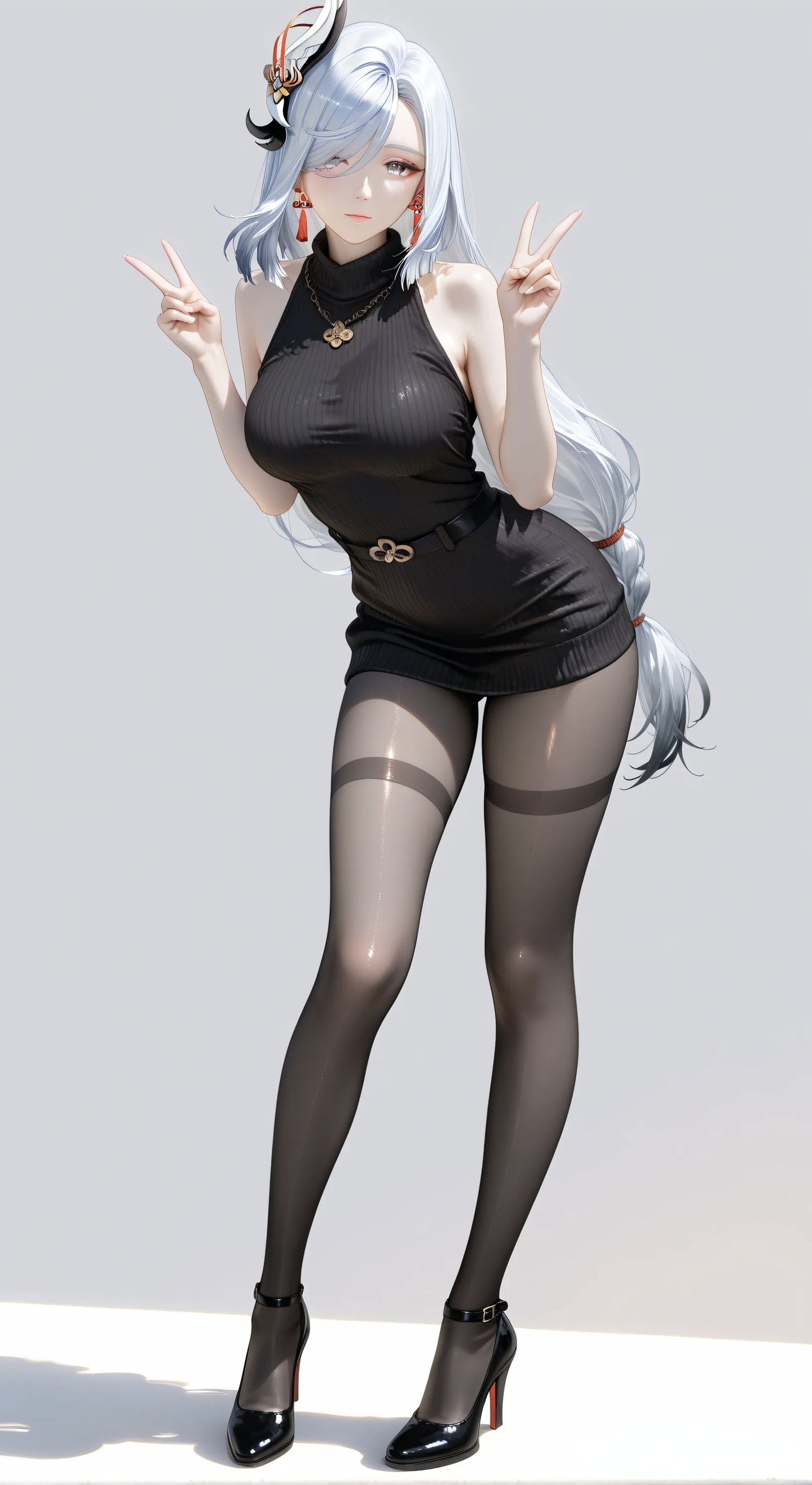 手游原神申鹤壁纸 二次元黑丝吊带白丝