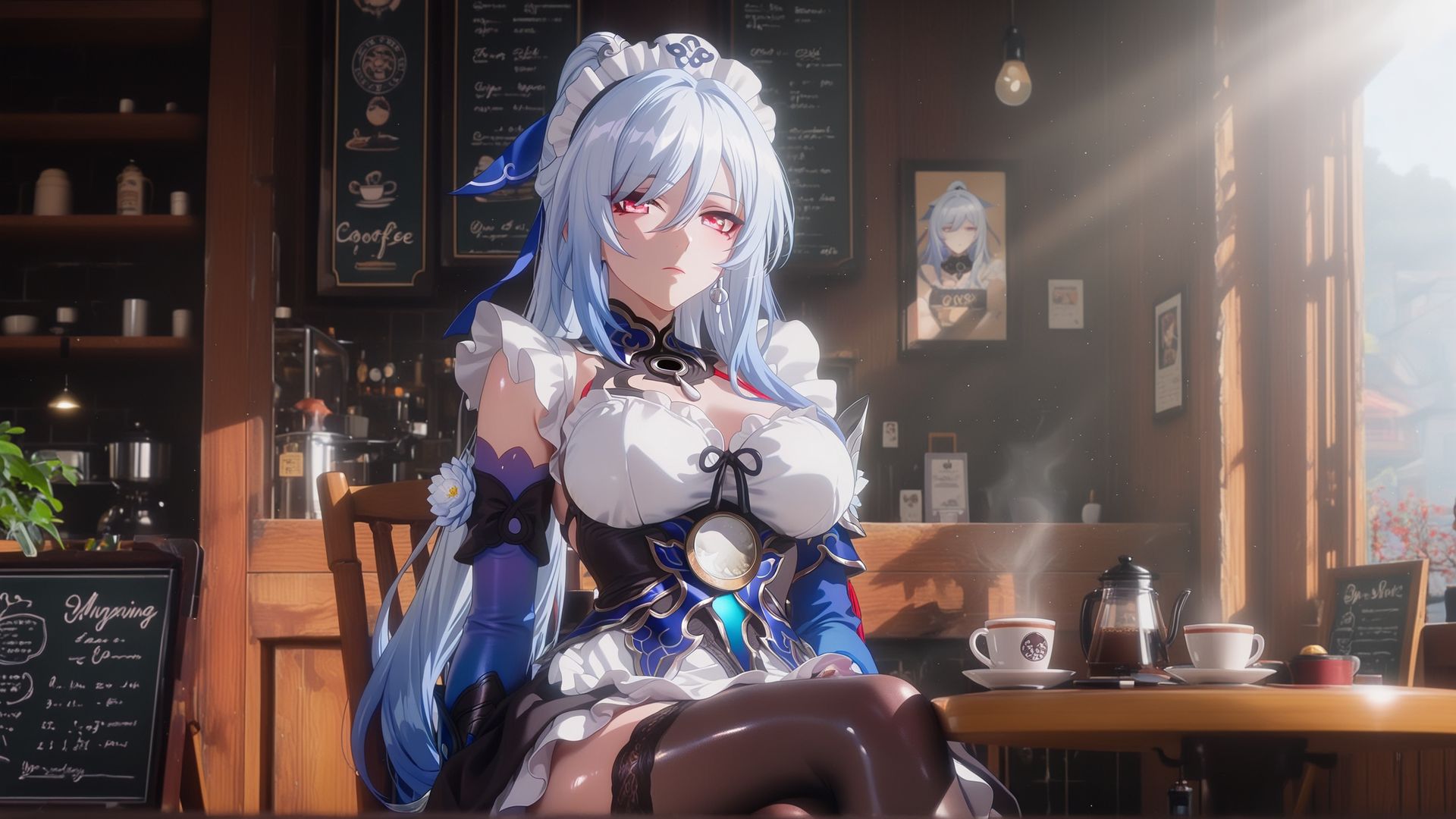 崩坏星穹铁道 停云 知更鸟 镜流 女仆装咖啡 电脑壁纸桌面