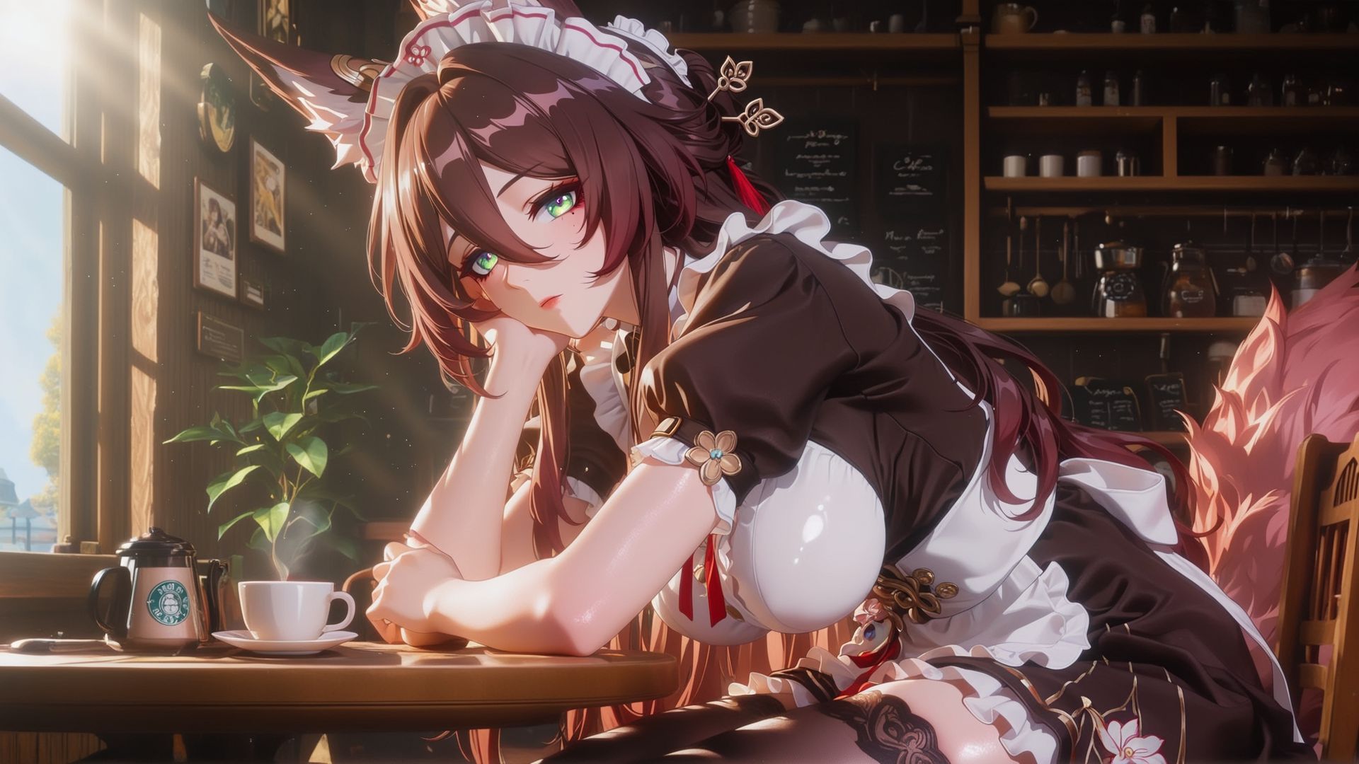 崩坏星穹铁道 停云 知更鸟 镜流 女仆装咖啡 电脑壁纸桌面