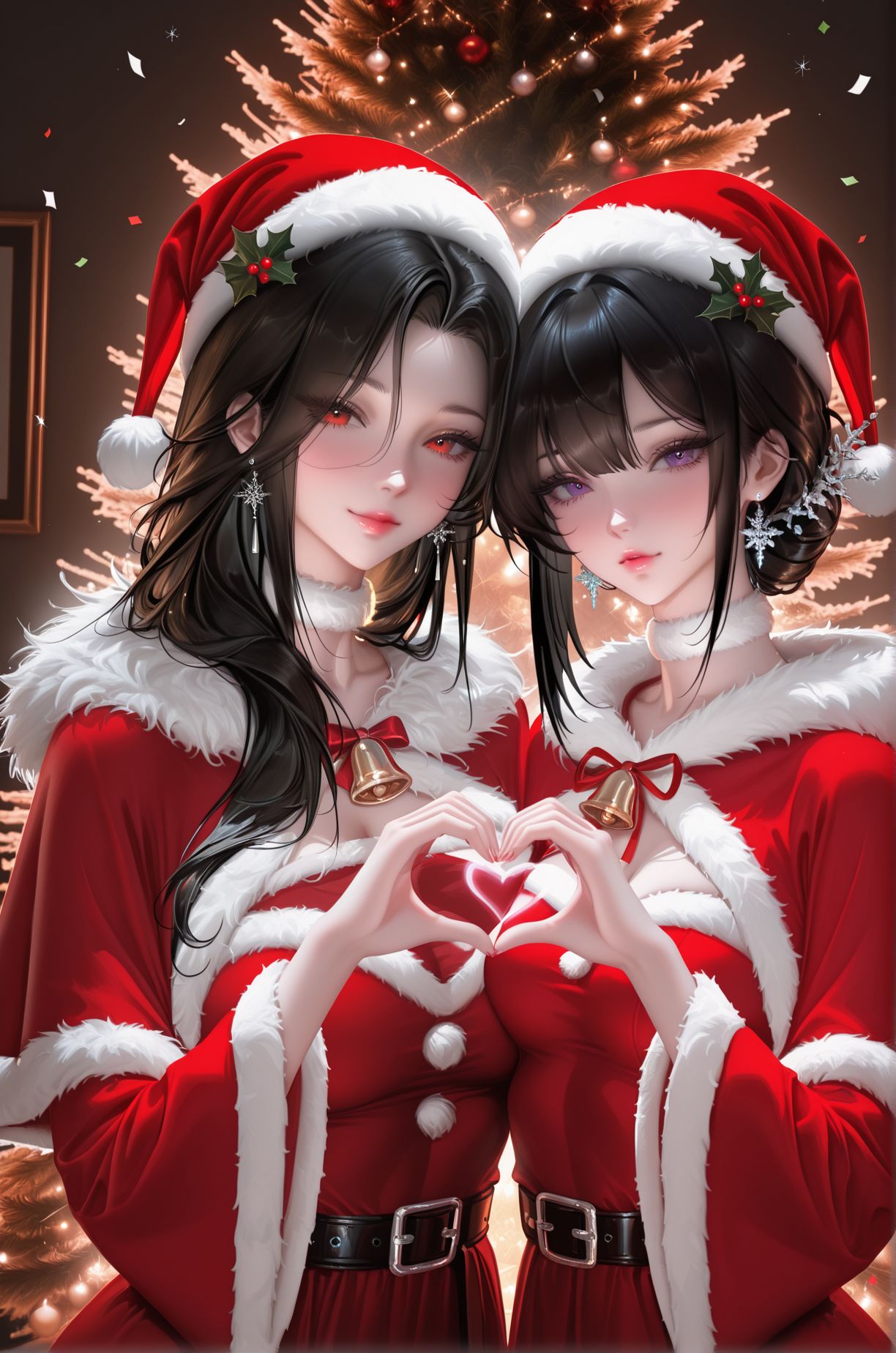 圣诞节版二次元御姐美图壁纸 红色真的很喜庆