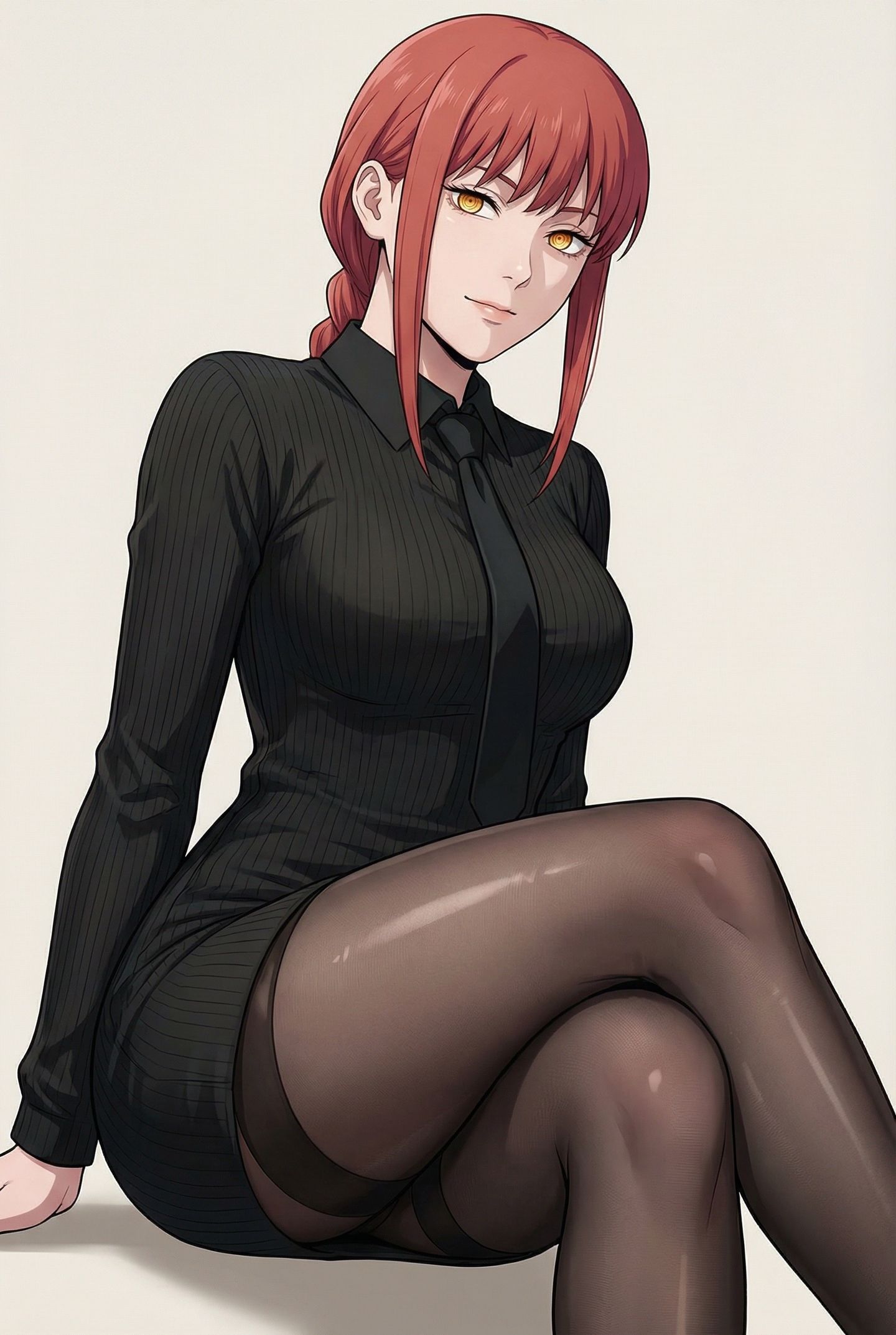 二次元动漫图片 电锯人 帕瓦 玛奇玛，丝袜黑丝过膝袜