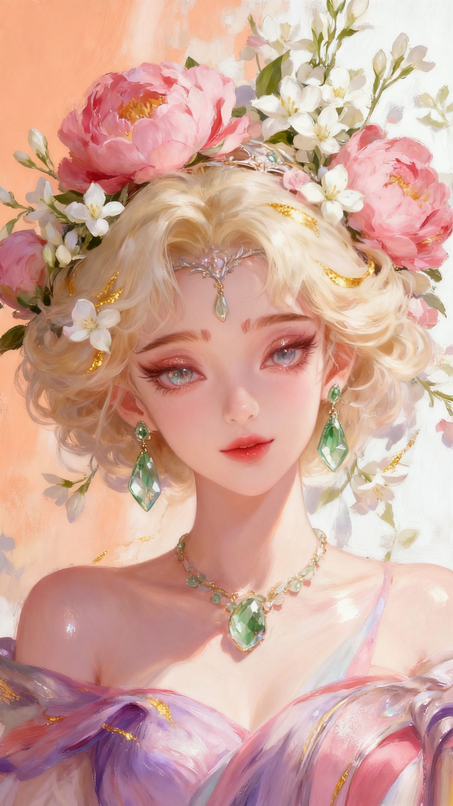 王者荣耀英雄梦幻花墙宝石，妲己 朵莉亚真的太美了吧，AI古风唯美精致