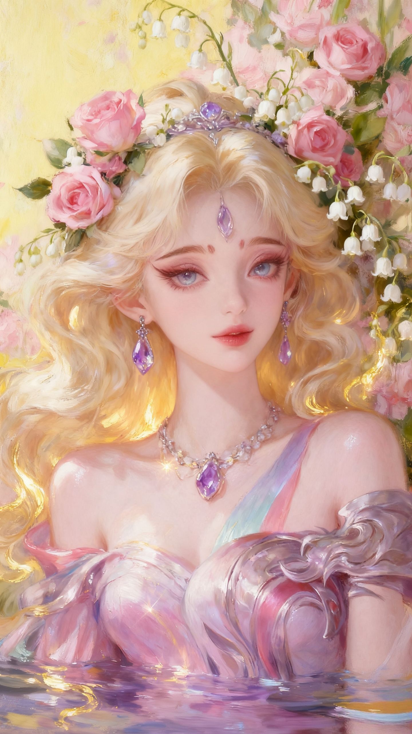 王者荣耀英雄梦幻花墙宝石，妲己 朵莉亚真的太美了吧，AI古风唯美精致