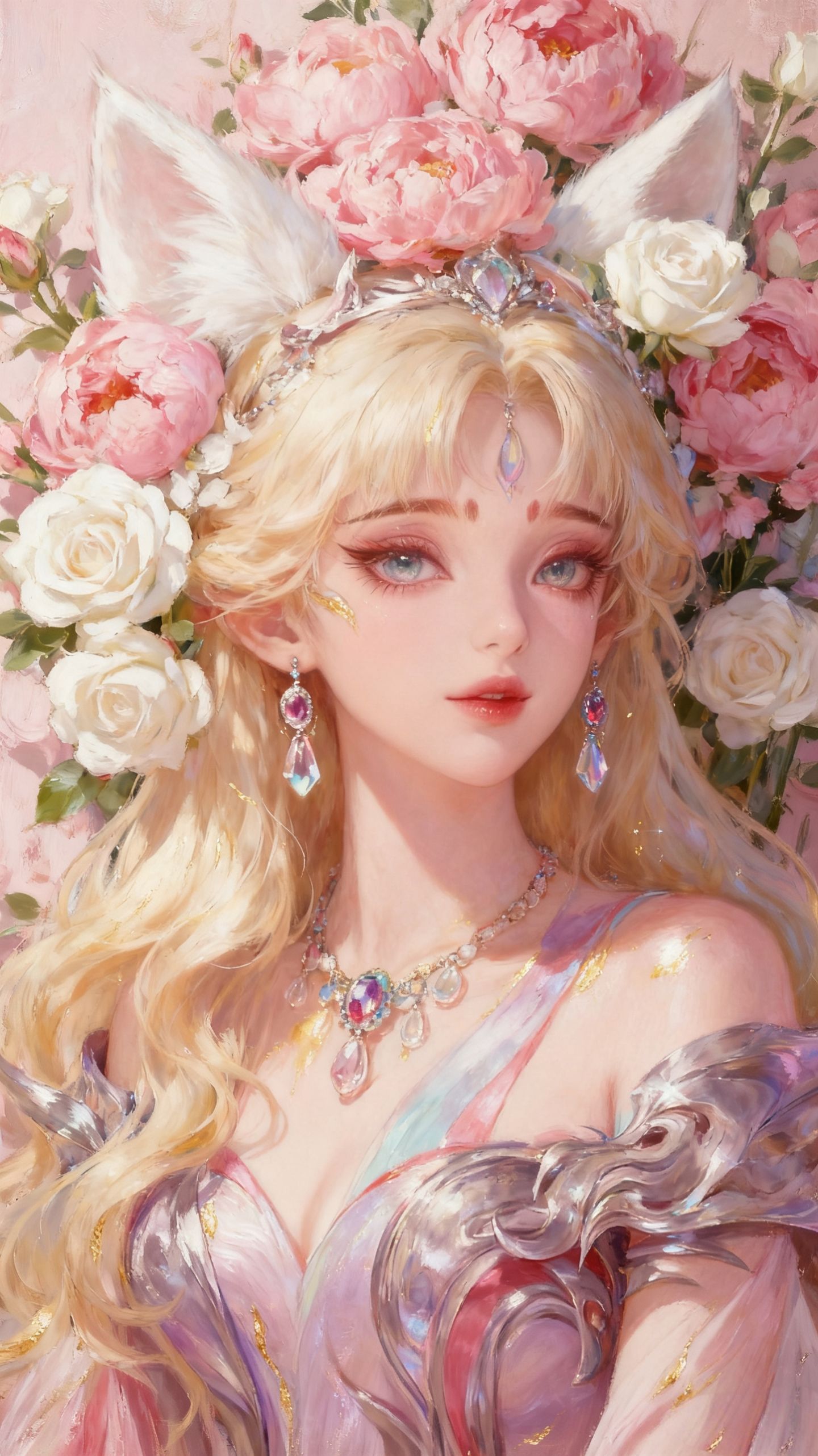 王者荣耀英雄梦幻花墙宝石，妲己 朵莉亚真的太美了吧，AI古风唯美精致