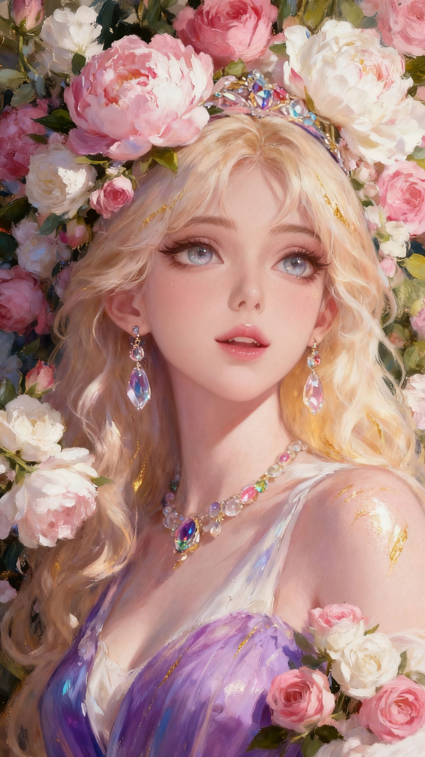 王者荣耀英雄梦幻花墙宝石，妲己 朵莉亚真的太美了吧，AI古风唯美精致