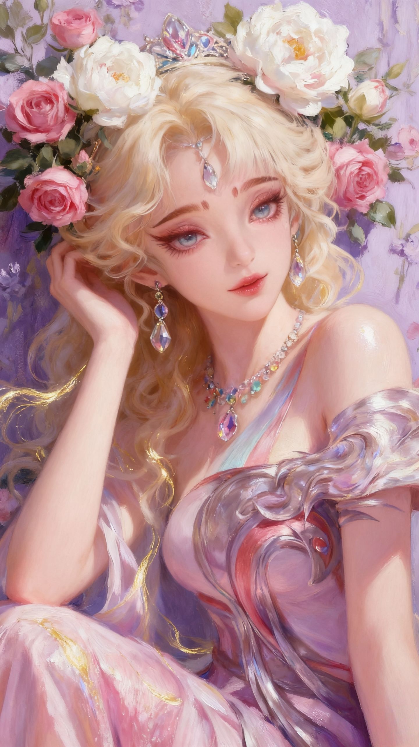 王者荣耀英雄梦幻花墙宝石，妲己 朵莉亚真的太美了吧，AI古风唯美精致