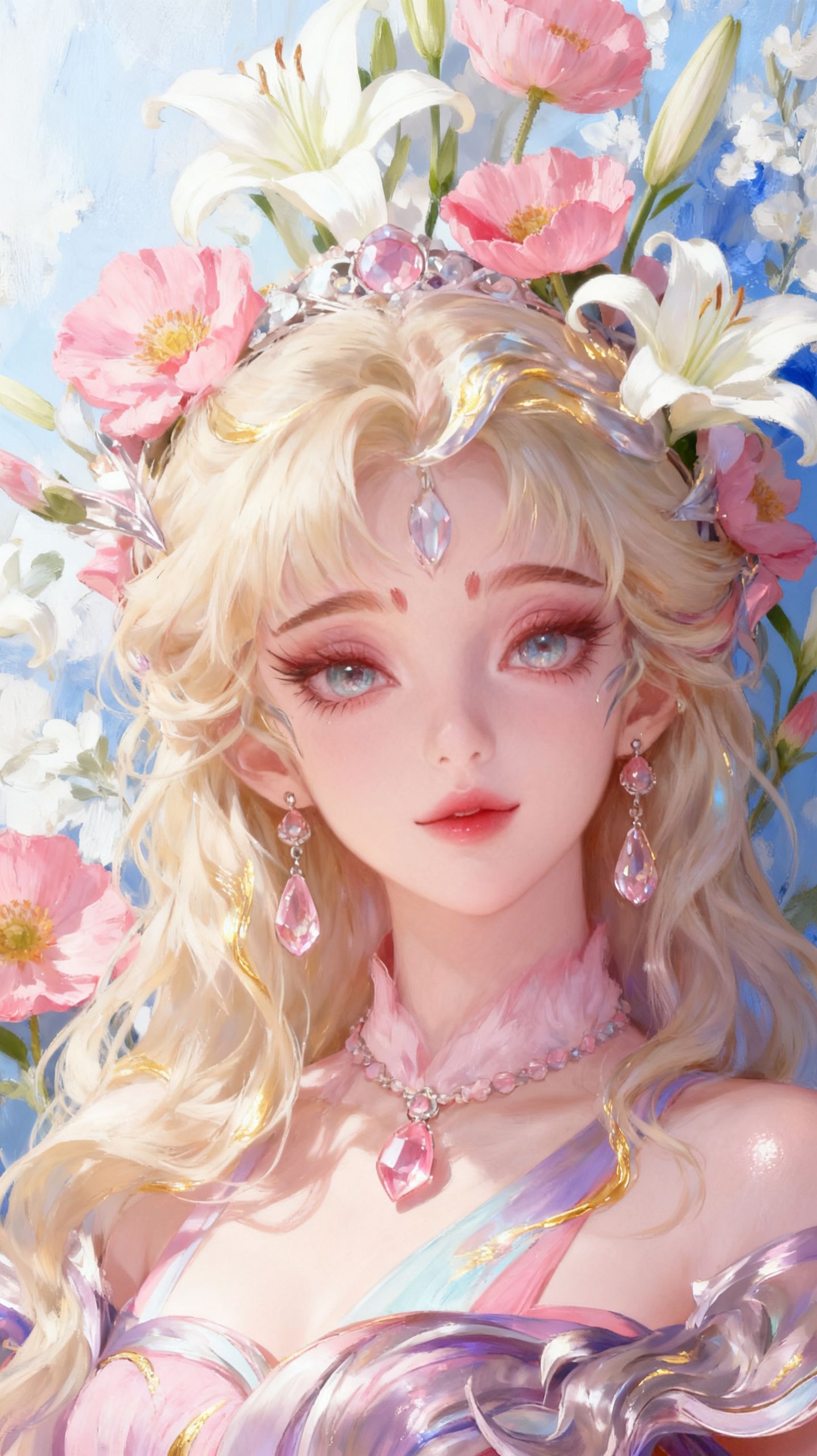 王者荣耀英雄梦幻花墙宝石，妲己 朵莉亚真的太美了吧，AI古风唯美精致