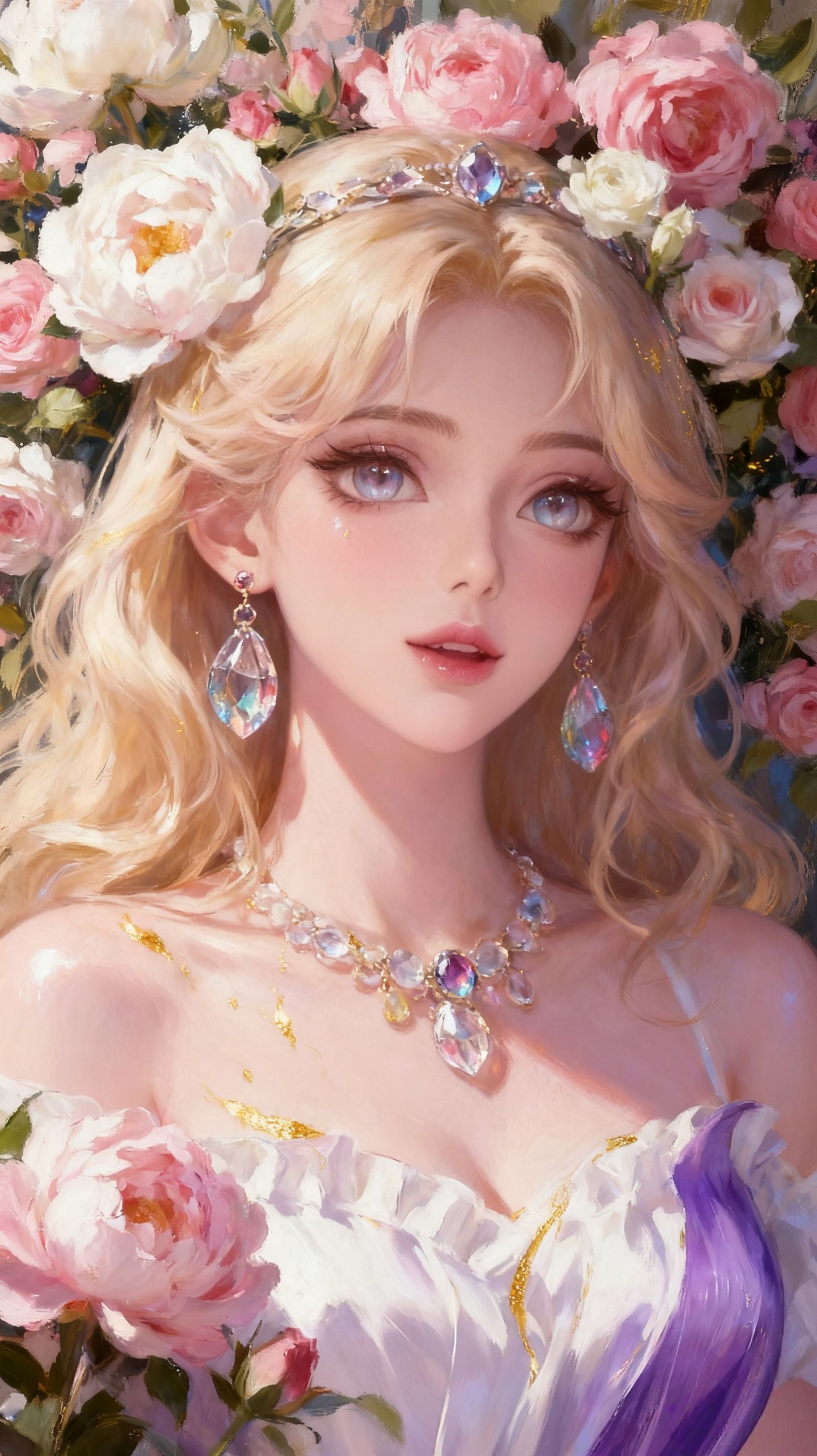 王者荣耀英雄梦幻花墙宝石，妲己 朵莉亚真的太美了吧，AI古风唯美精致