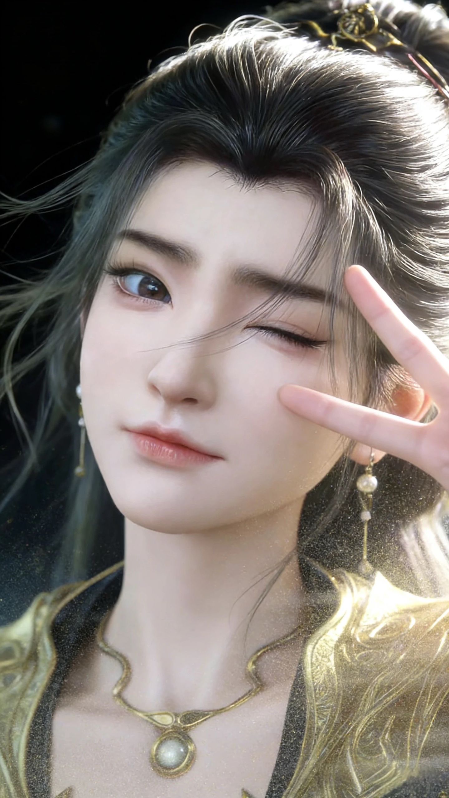 凡人修仙传燕茹嫣调皮可爱比耶,反差感AI创作