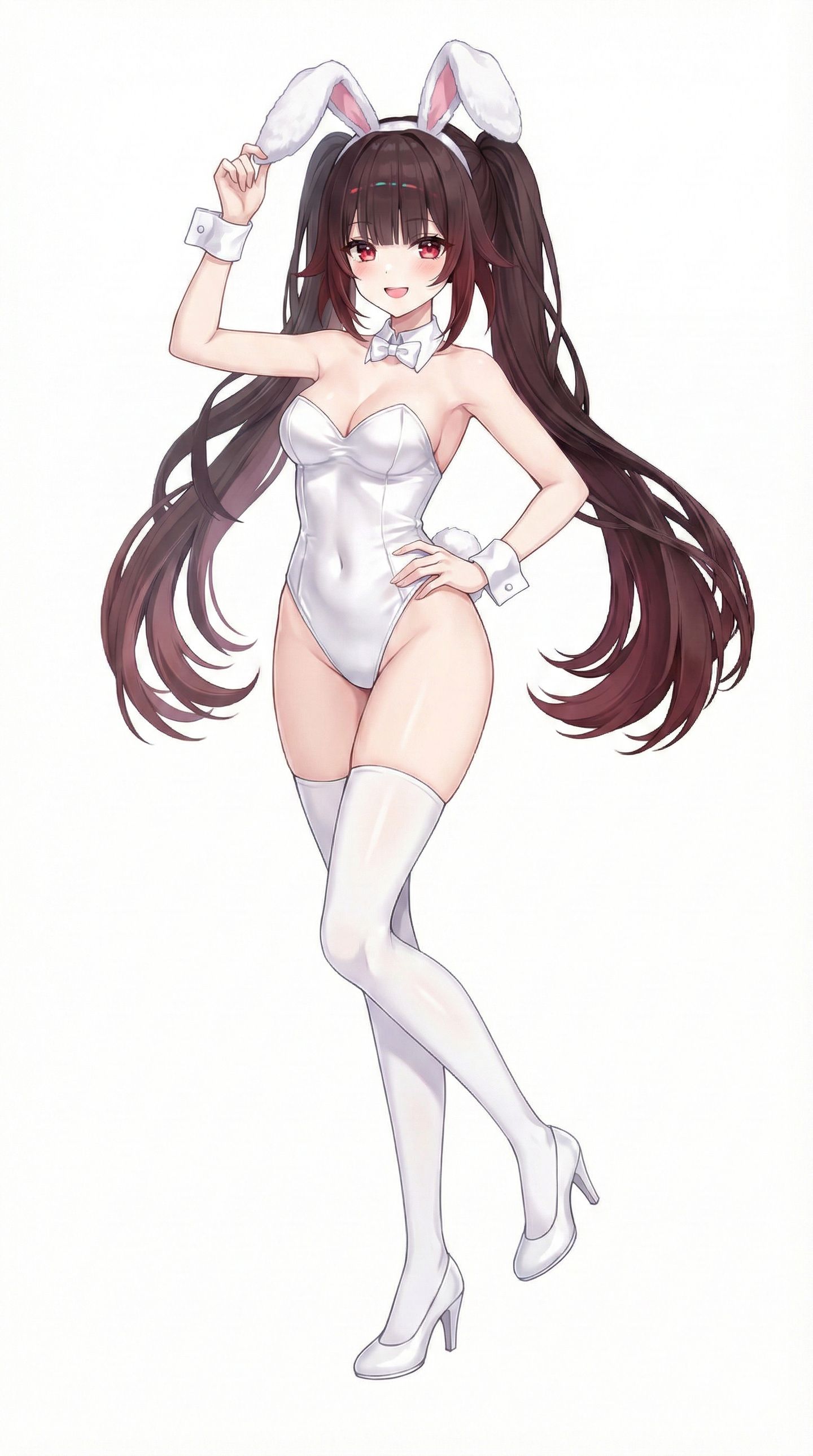 纯白兔女郎流萤、卡芙卡，二次元游戏崩坏星穹铁道，大长腿吊带白丝袜福利