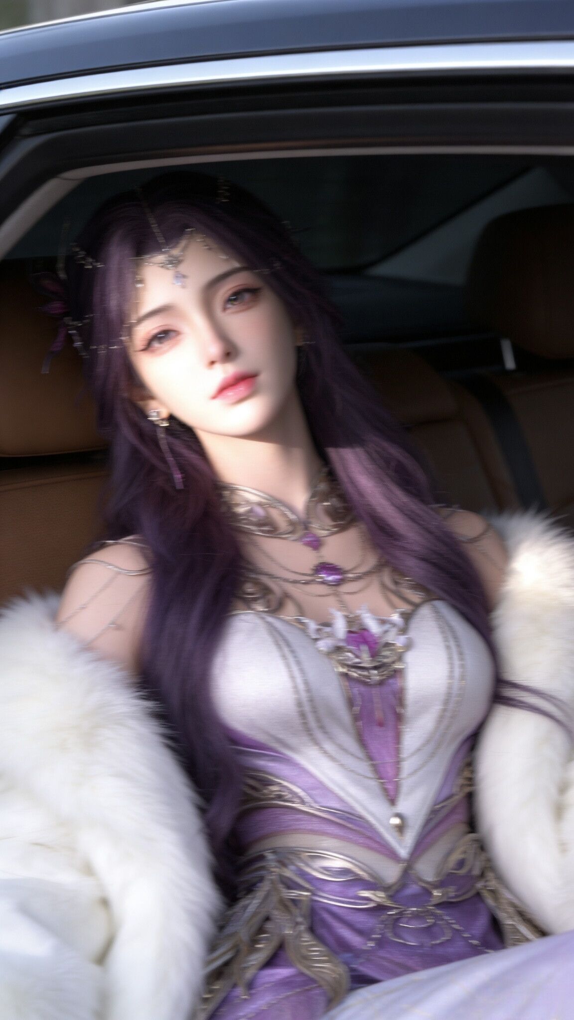 《完美世界》动漫动画云曦汽车内景版，国漫女神美女高级感手机壁纸锁屏