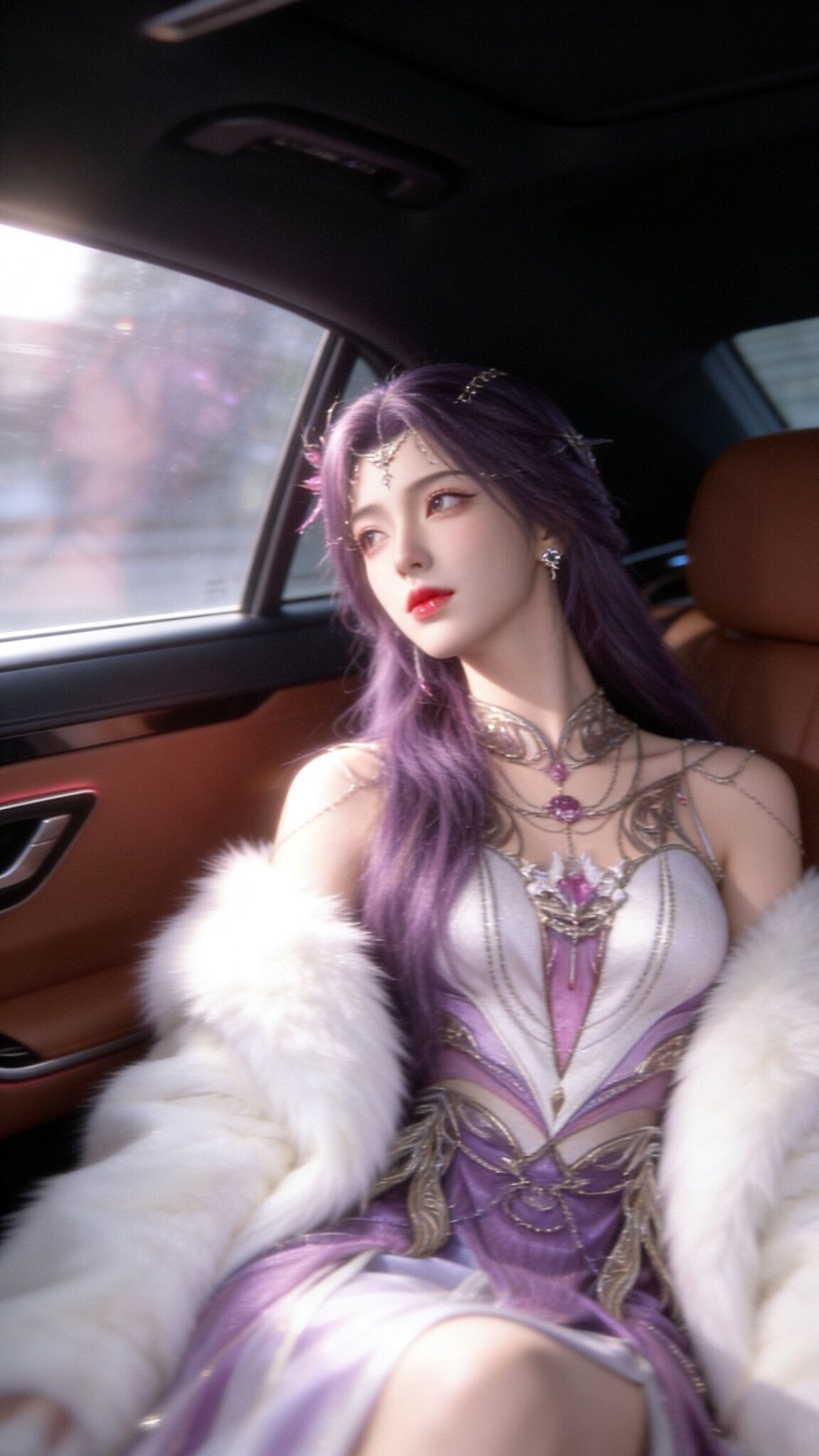 《完美世界》动漫动画云曦汽车内景版，国漫女神美女高级感手机壁纸锁屏
