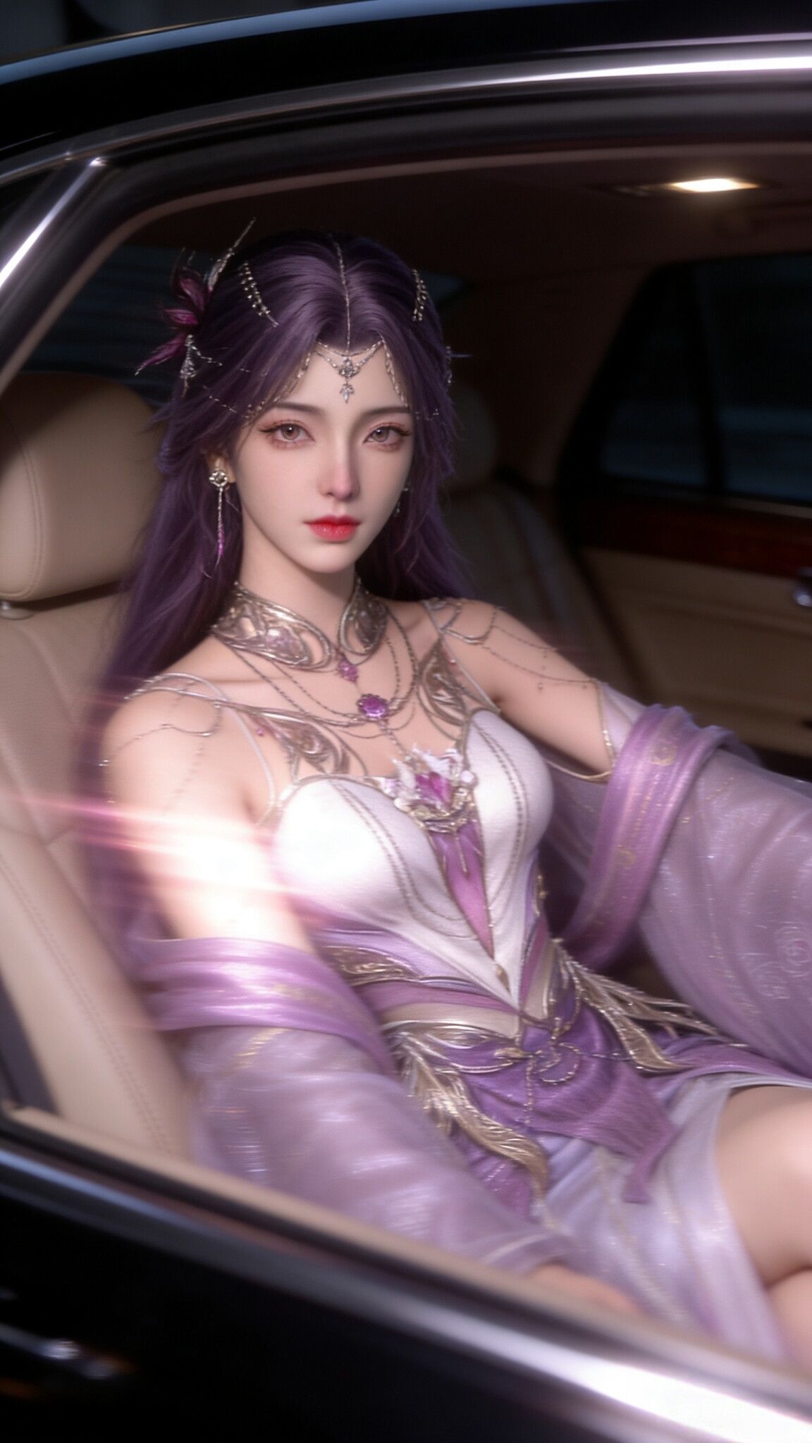 《完美世界》动漫动画云曦汽车内景版，国漫女神美女高级感手机壁纸锁屏