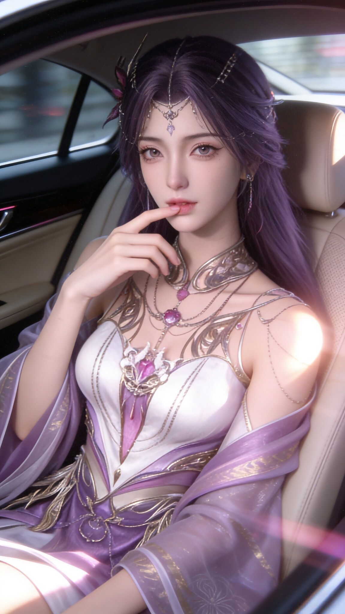 《完美世界》动漫动画云曦汽车内景版，国漫女神美女高级感手机壁纸锁屏