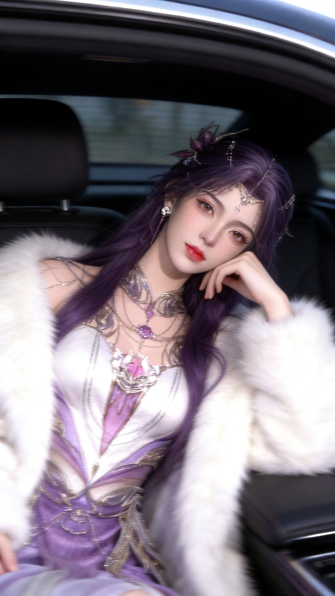 《完美世界》动漫动画云曦汽车内景版，国漫女神美女高级感手机壁纸锁屏