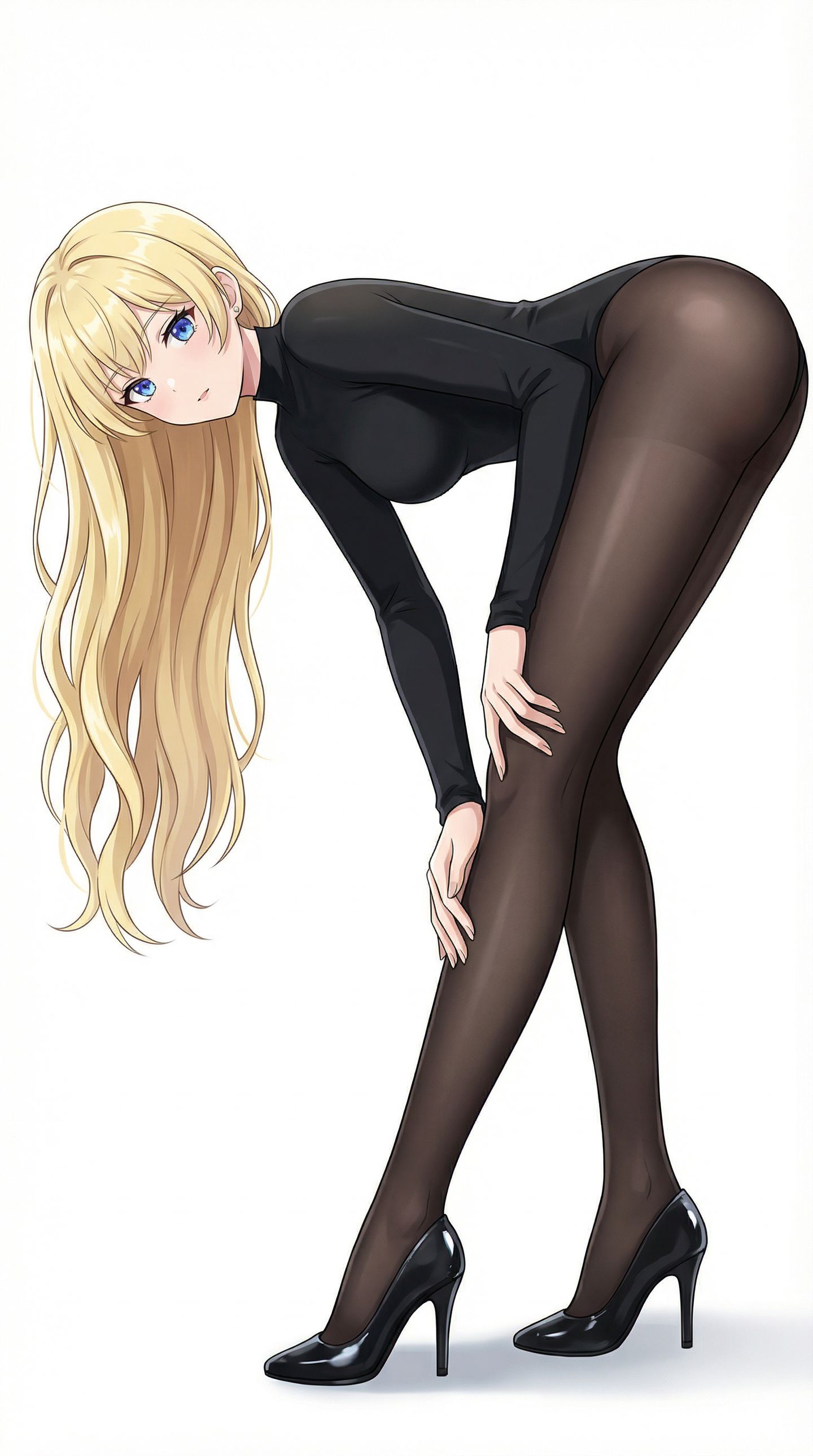 二次元游戏美女鸣潮菲比、珂莱塔，大长腿黑丝袜裤袜高跟鞋
