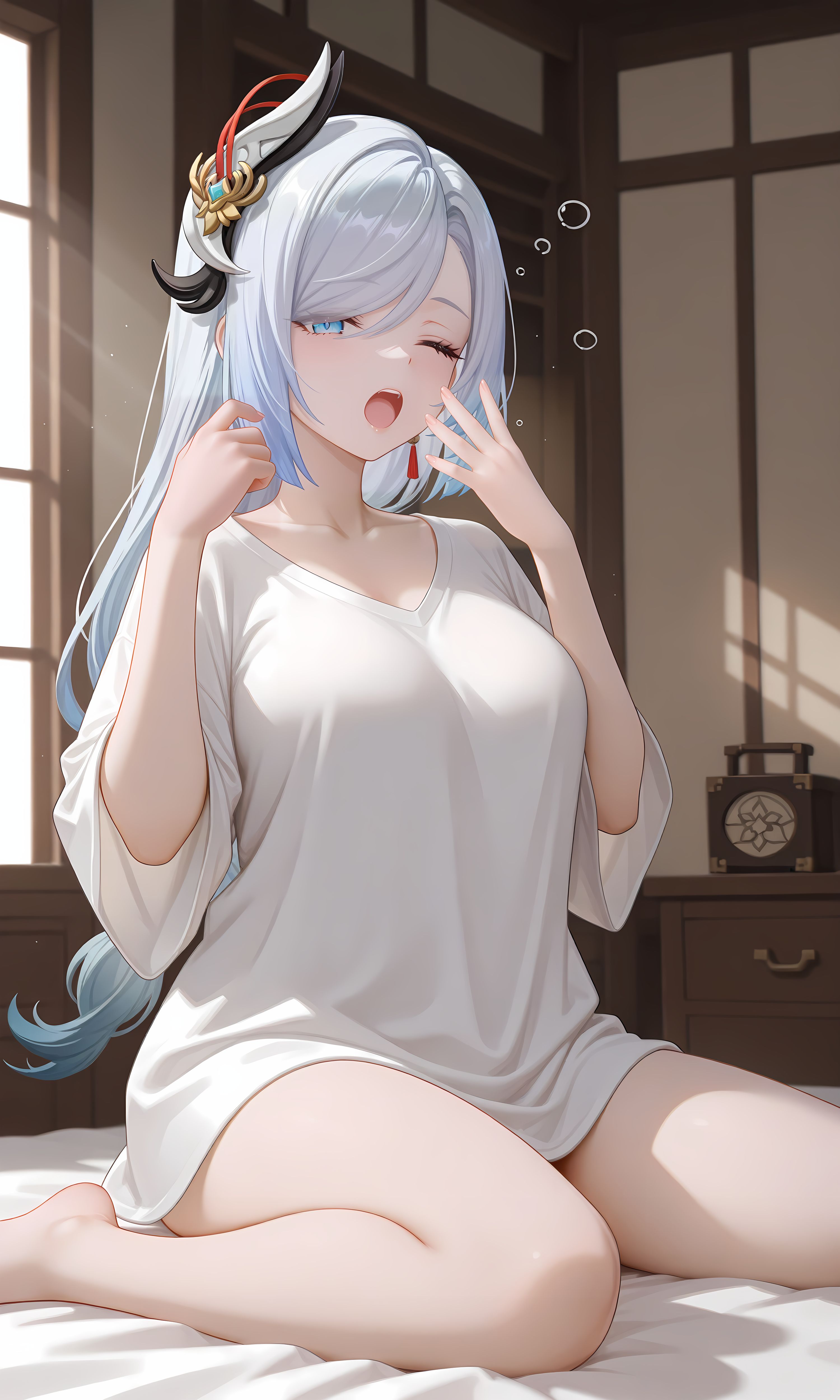 原神申鹤惬意午睡 二次元游戏壁纸 居家睡衣大长腿