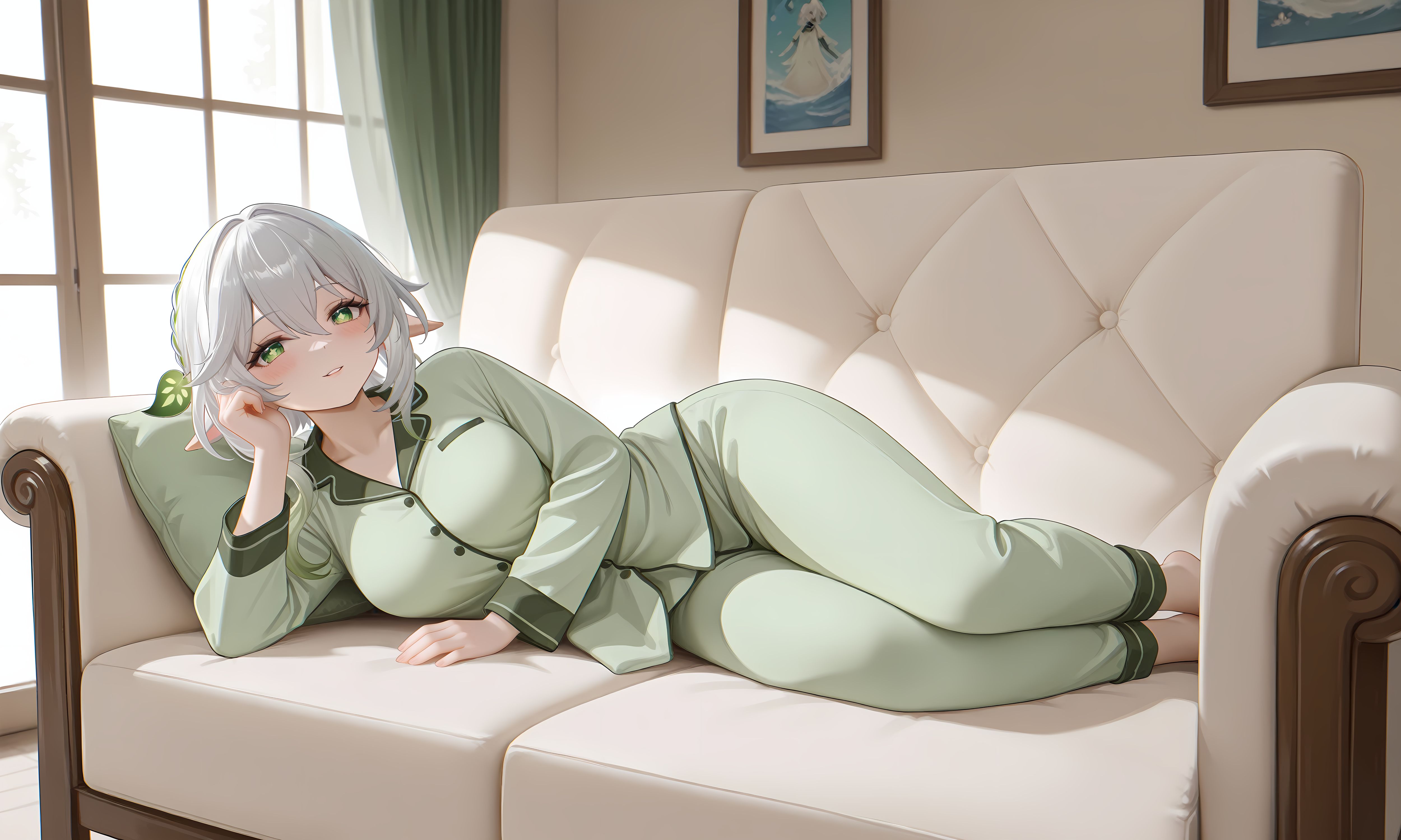 原神纳西妲草神 二次元游戏壁纸 居家睡衣