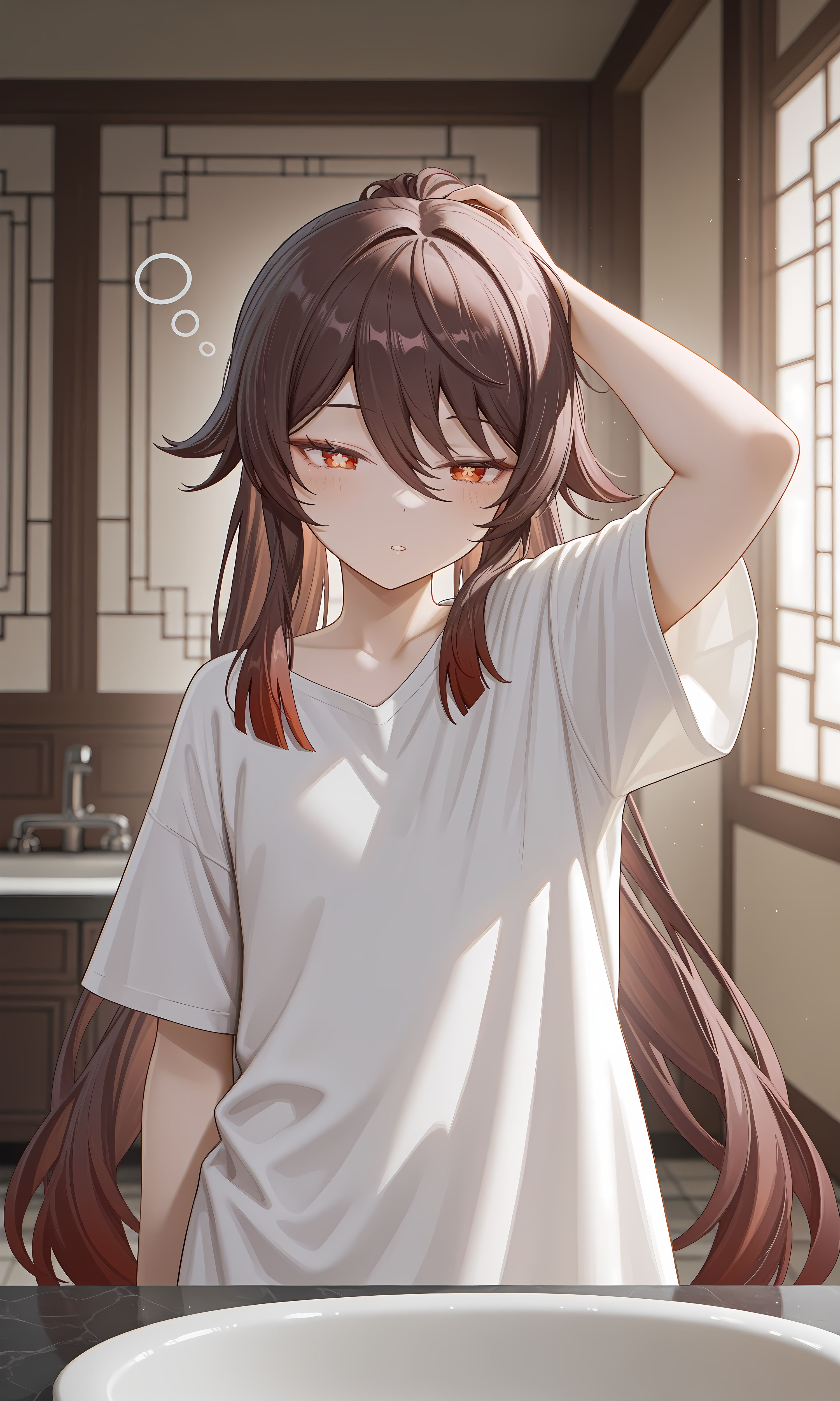 原神胡桃，早上好，又偷偷熬夜了。这下起不来了吧。