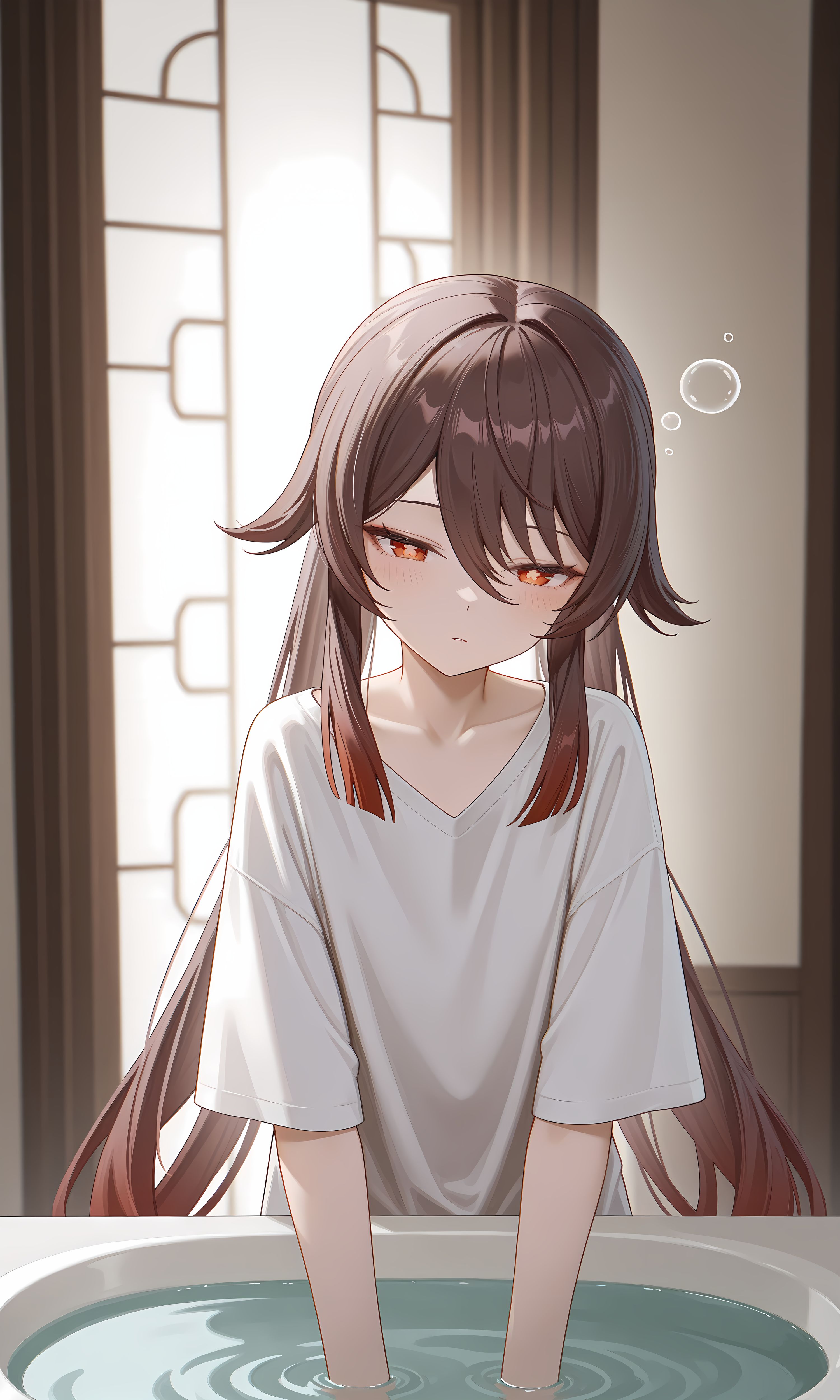 原神胡桃，早上好，又偷偷熬夜了。这下起不来了吧。