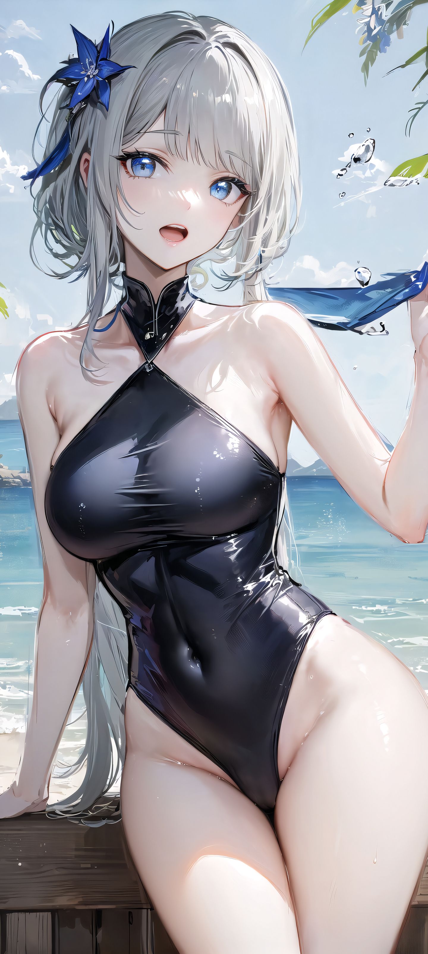 二次元动漫女孩 高清手机壁纸锁屏桌面 泳衣泳装比基尼