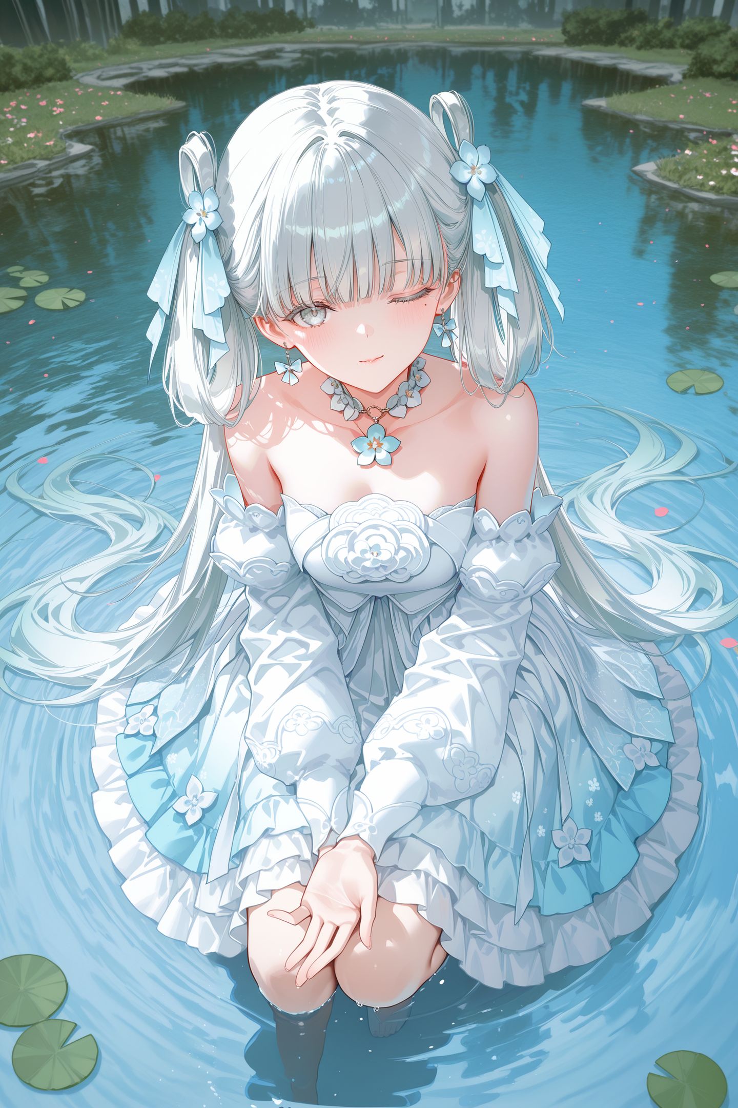 清冷仙子这一块还得看鸣潮今汐 ai绘画白色头发游戏女孩