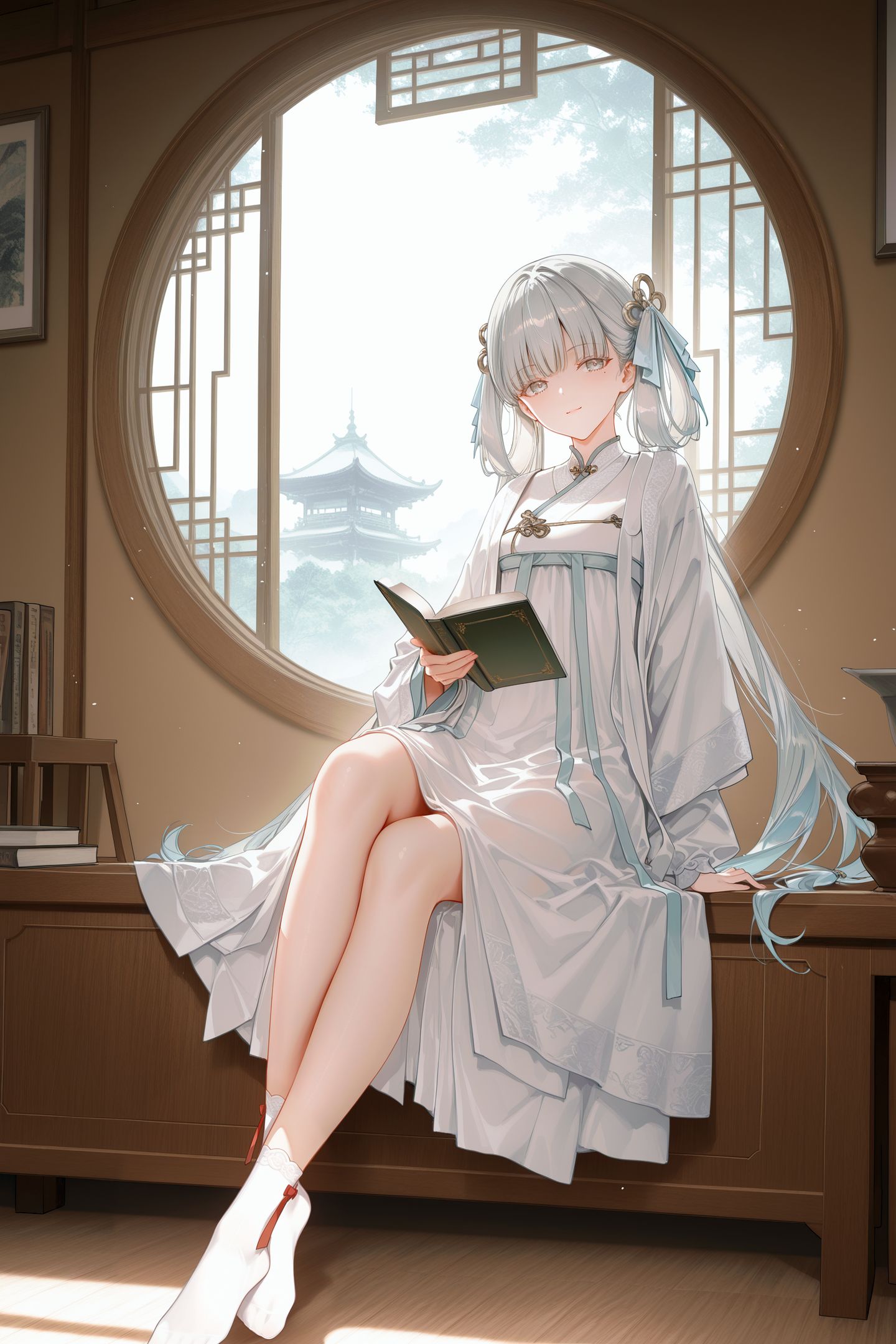 清冷仙子这一块还得看鸣潮今汐 ai绘画白色头发游戏女孩