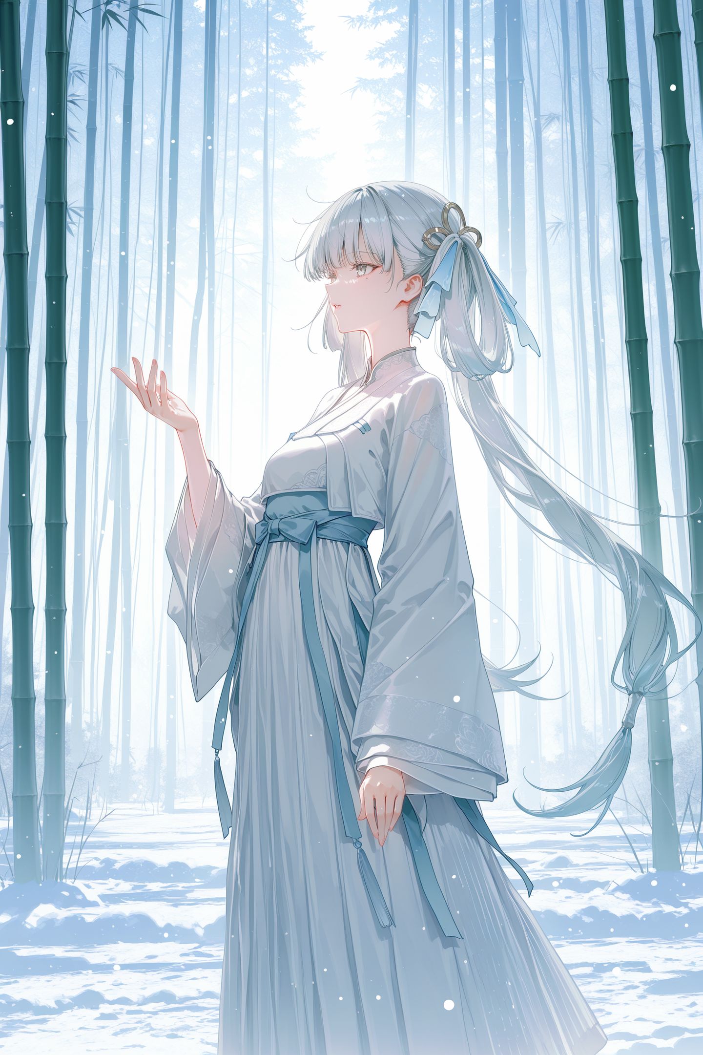 清冷仙子这一块还得看鸣潮今汐 ai绘画白色头发游戏女孩