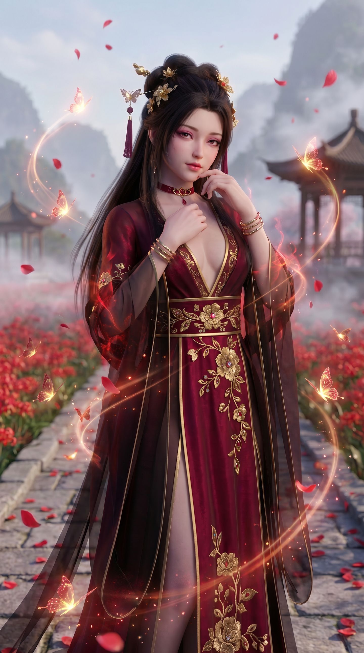 绯花谷 彼岸花 国漫美女 手机动漫壁纸 性感福利,第1张